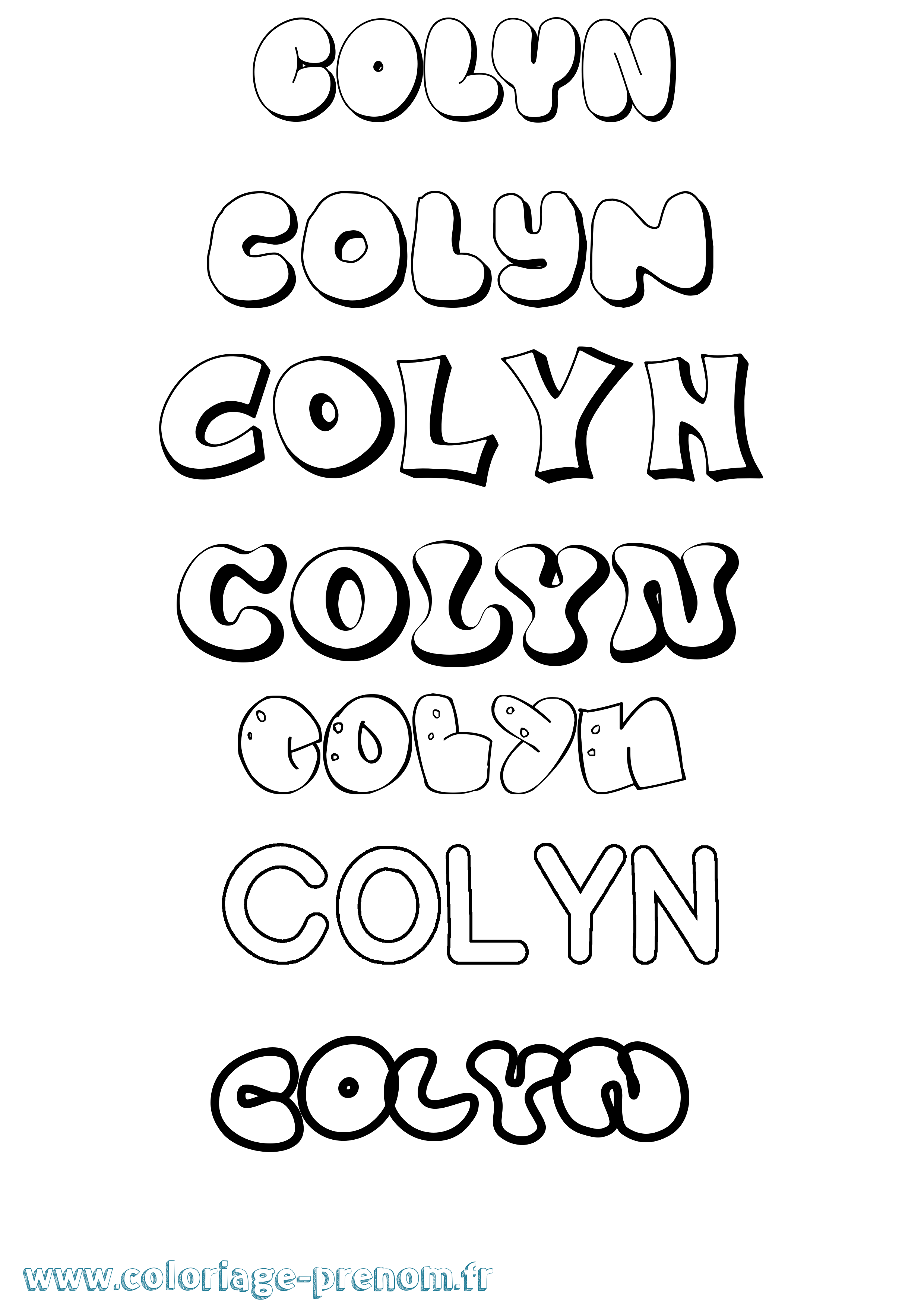 Coloriage prénom Colyn Bubble
