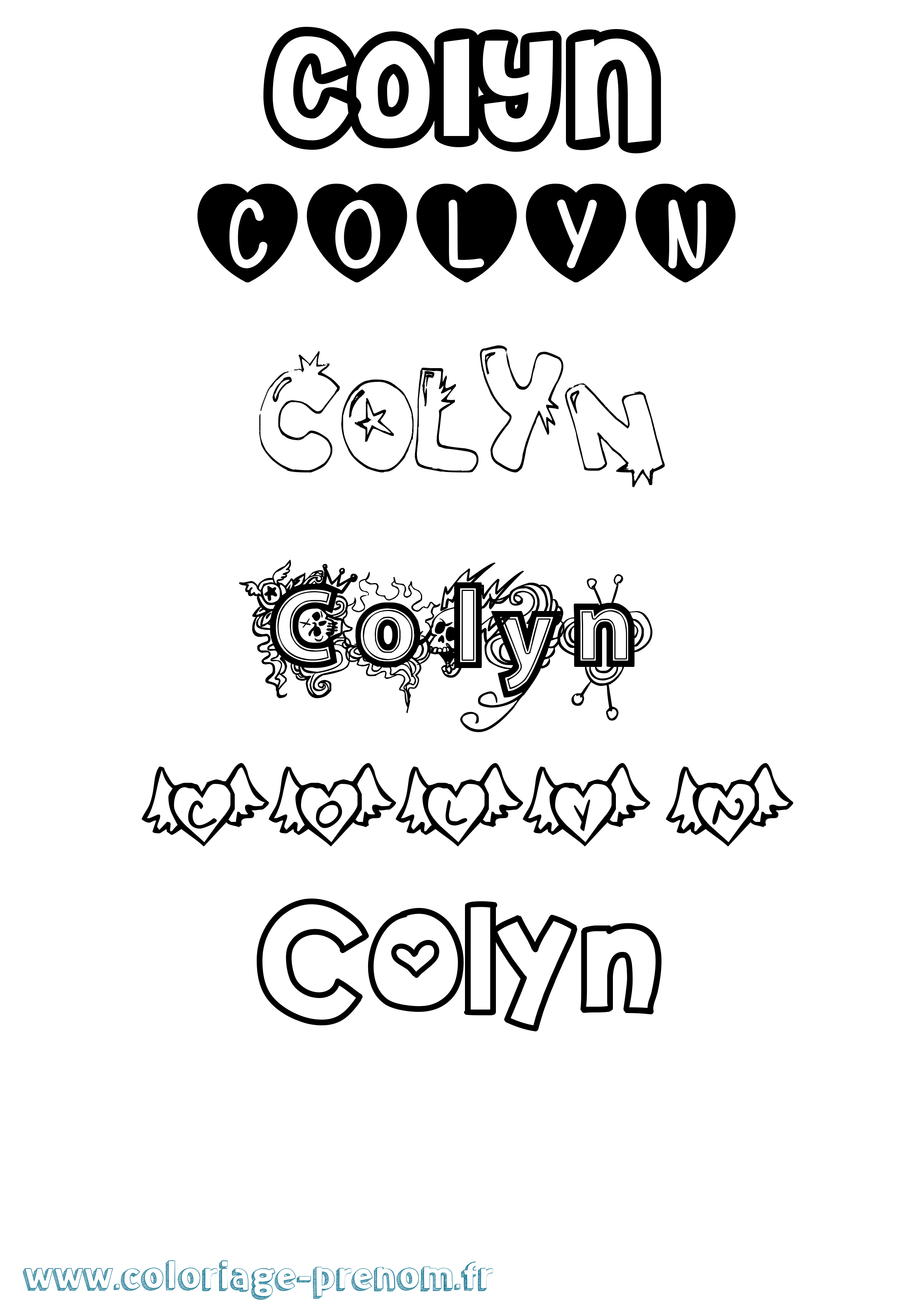 Coloriage prénom Colyn Girly