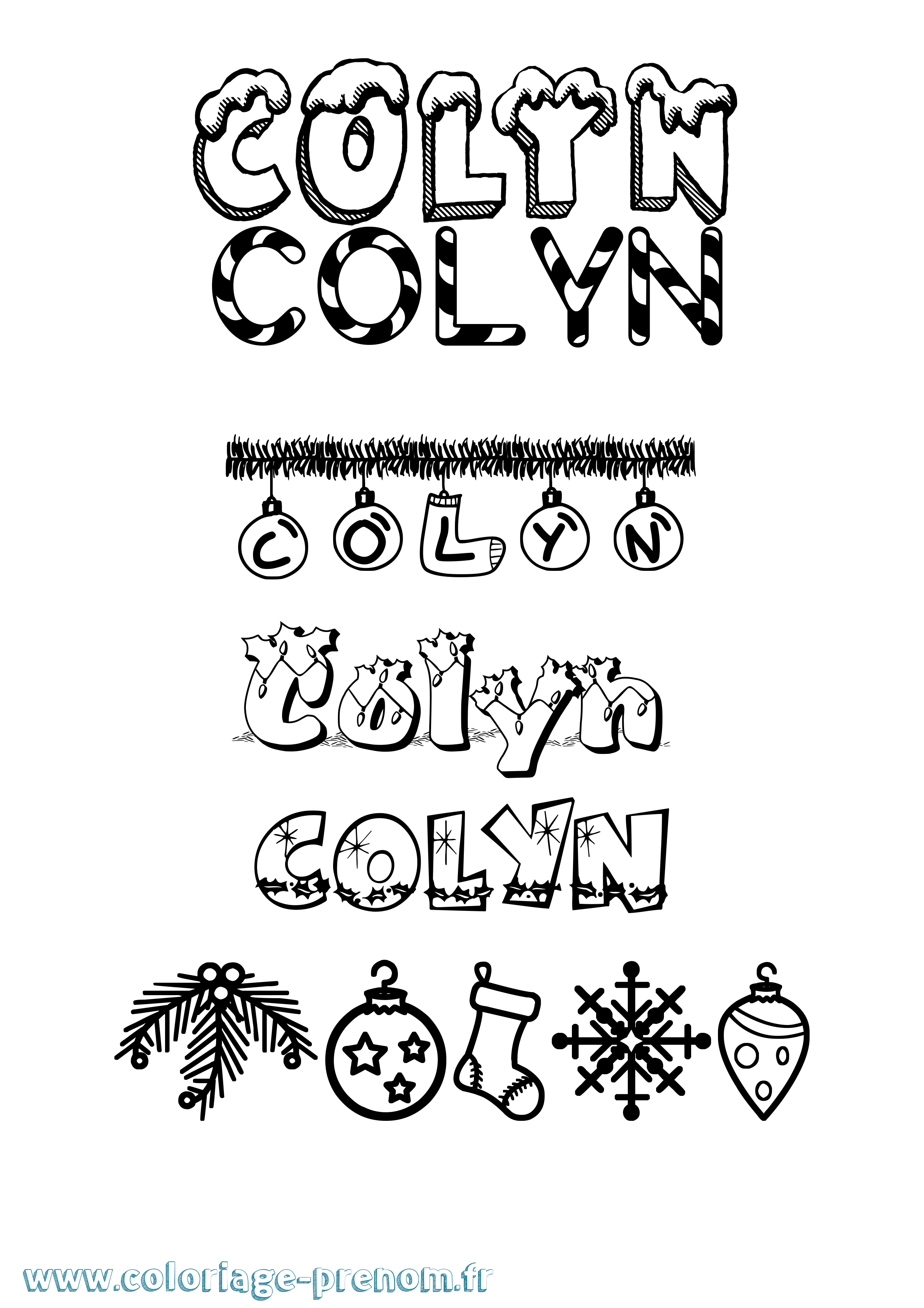 Coloriage prénom Colyn Noël