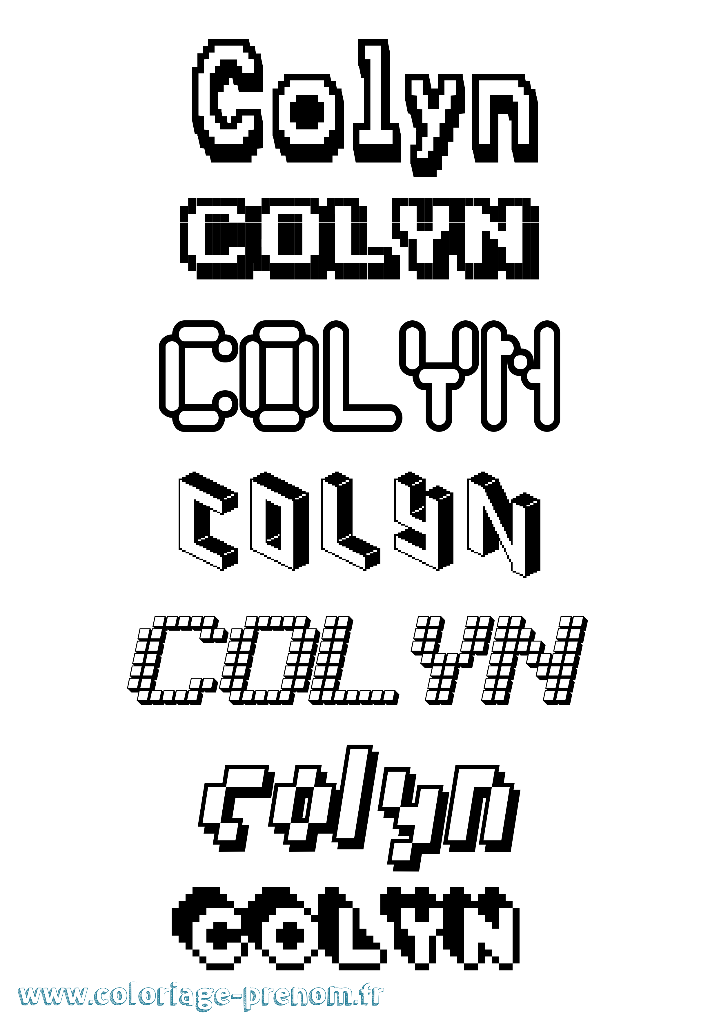 Coloriage prénom Colyn Pixel