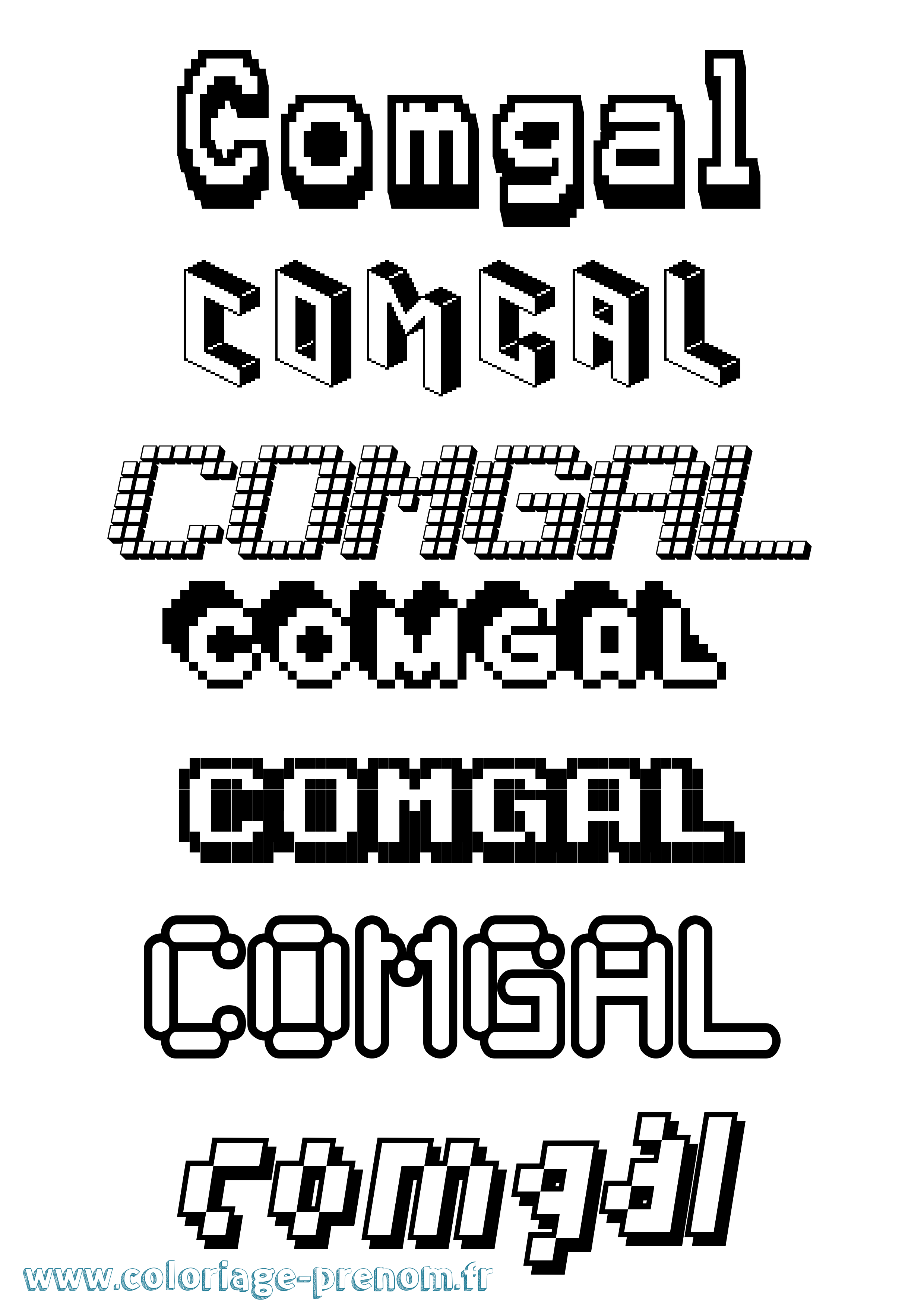 Coloriage prénom Comgal Pixel