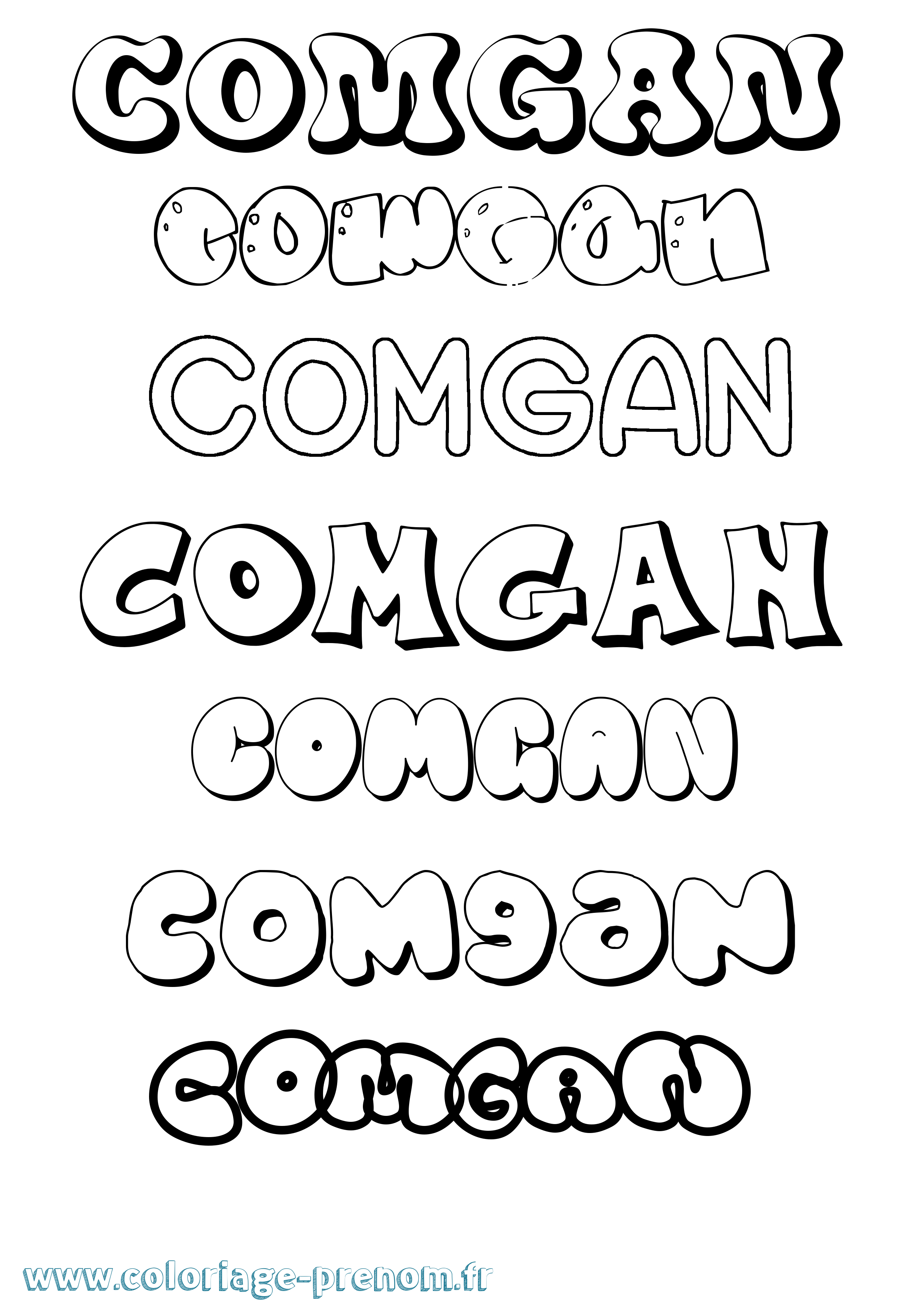 Coloriage Comgan Bubble Coloriage prénom Comgan Bubble