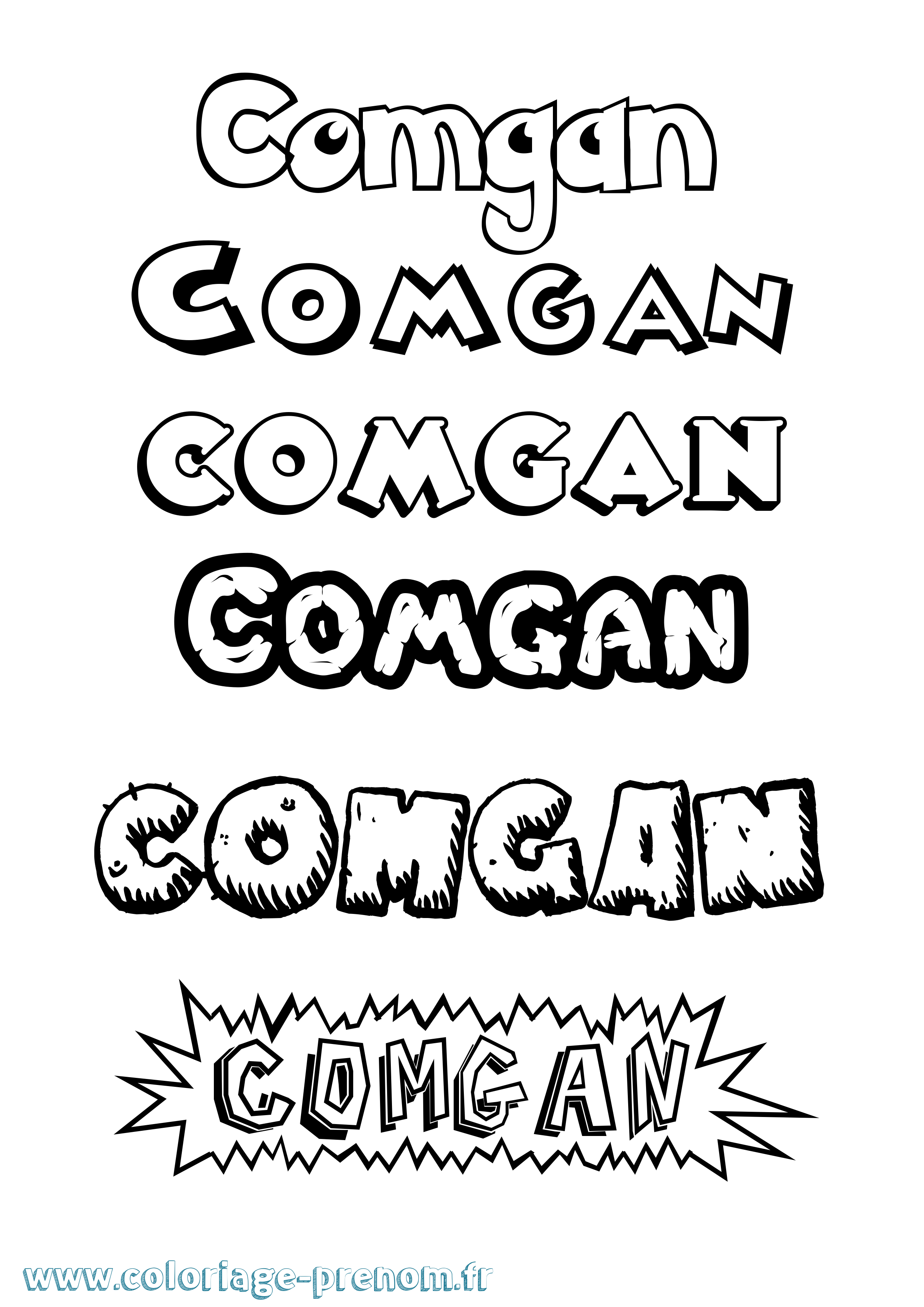 Coloriage Comgan Dessin Animé Coloriage prénom Comgan Dessin Animé
