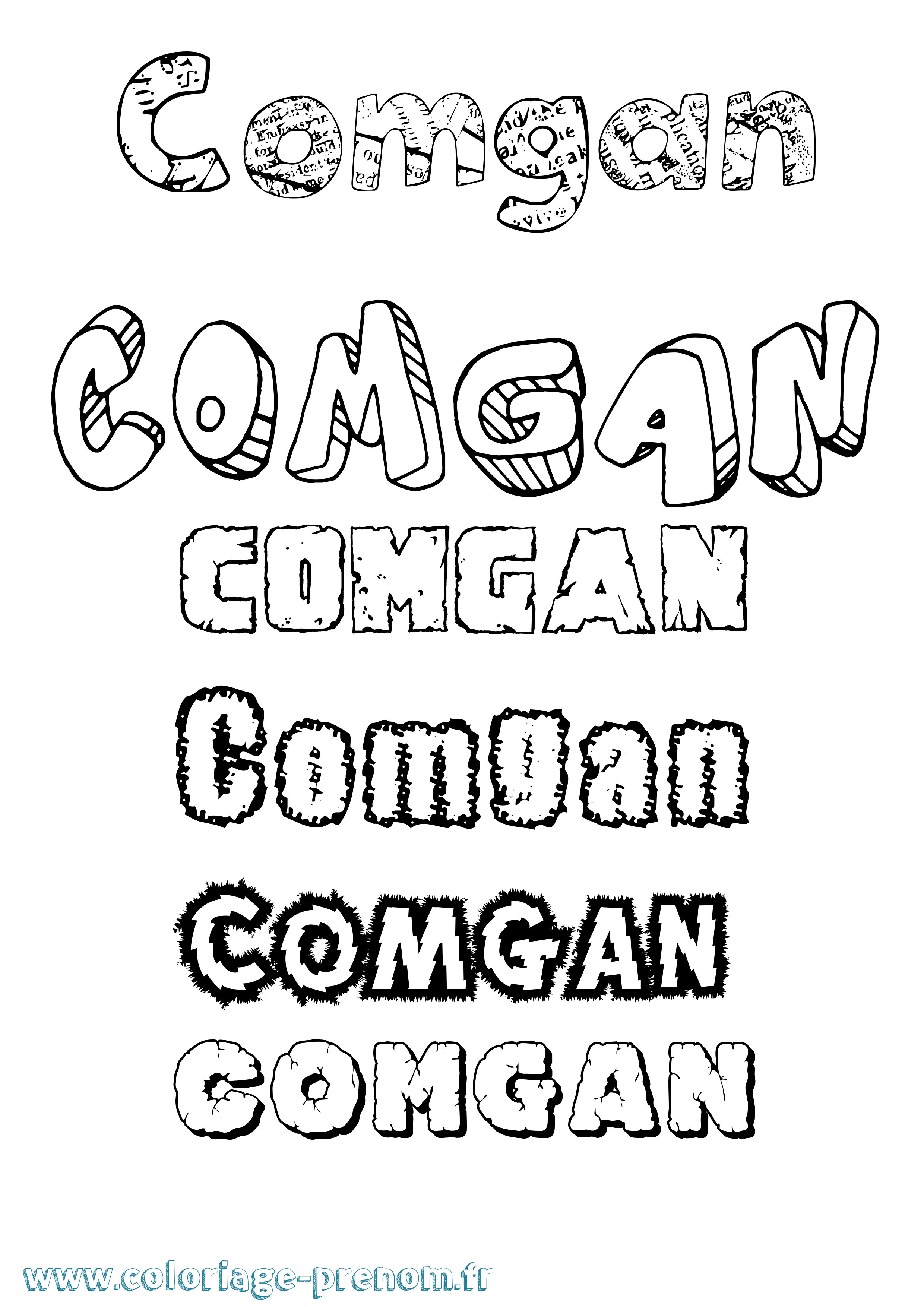 Coloriage Comgan Destructuré Coloriage prénom Comgan Destructuré