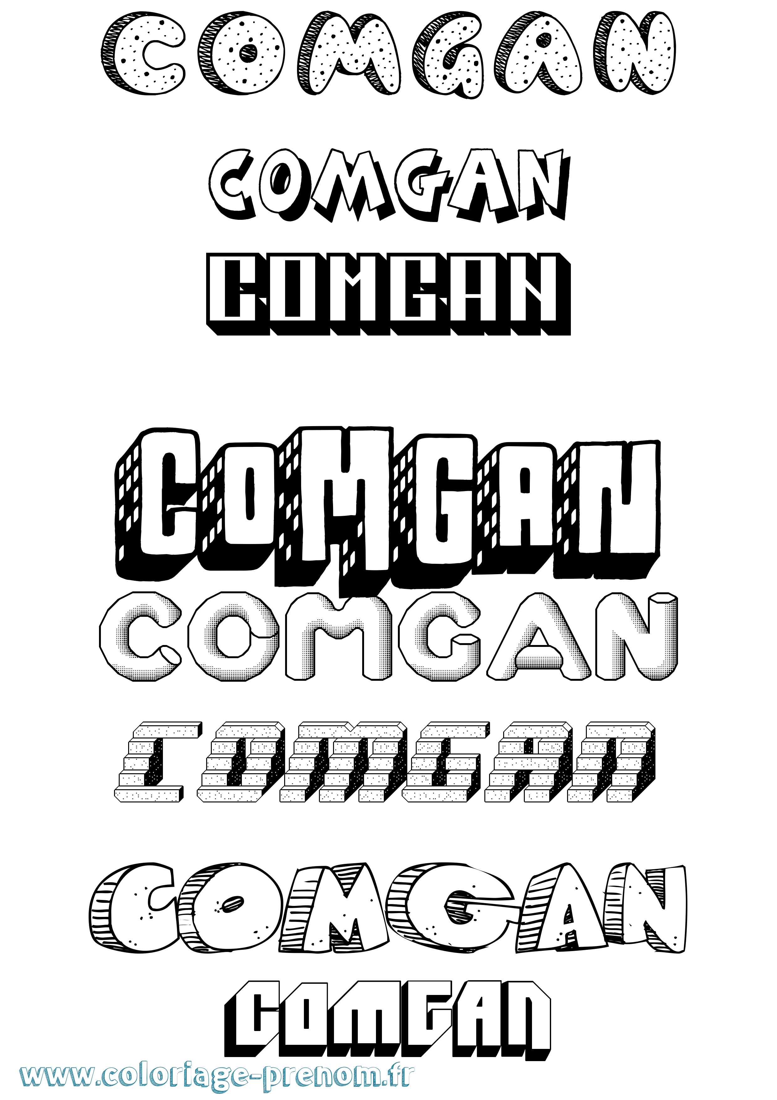 Coloriage Comgan Effet 3D Coloriage prénom Comgan Effet 3D