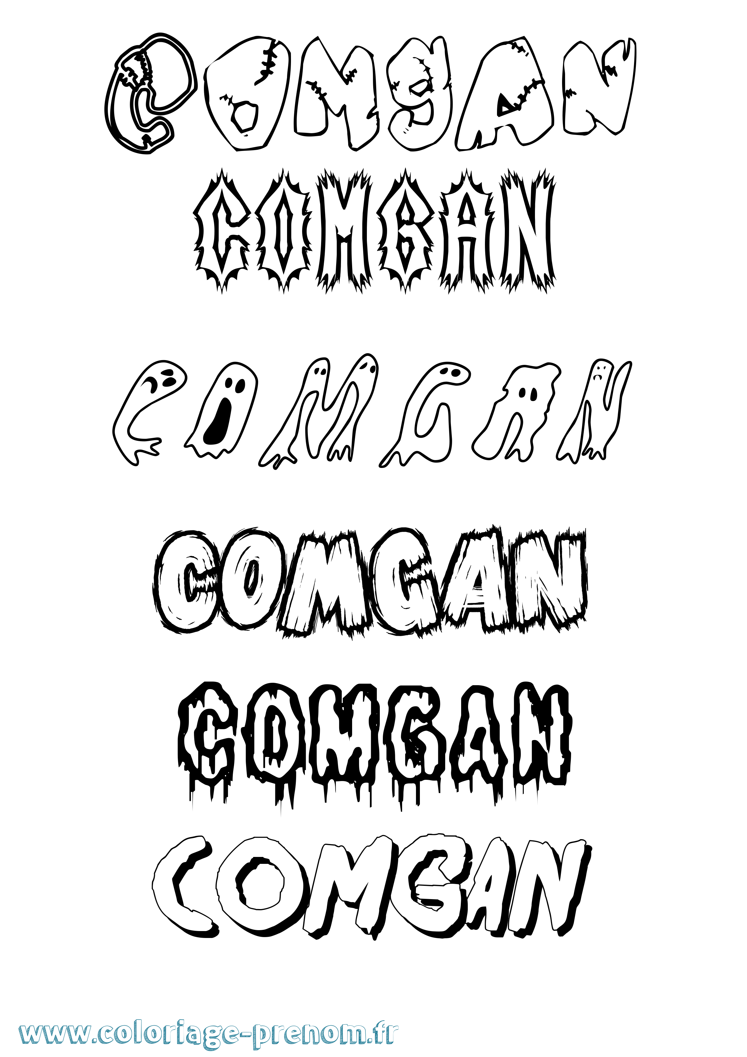 Coloriage prénom Comgan Frisson