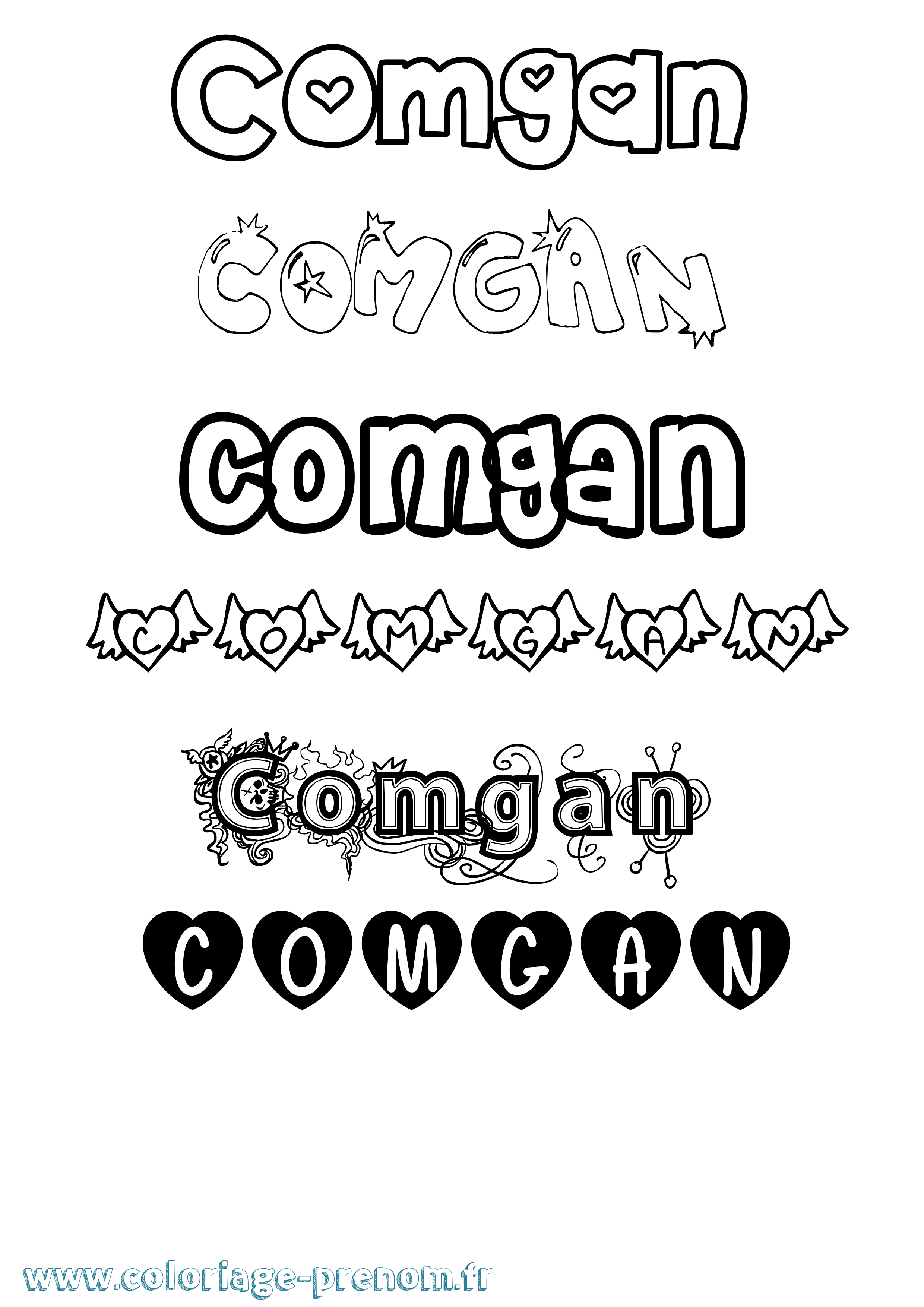 Coloriage Comgan Girly Coloriage prénom Comgan Girly