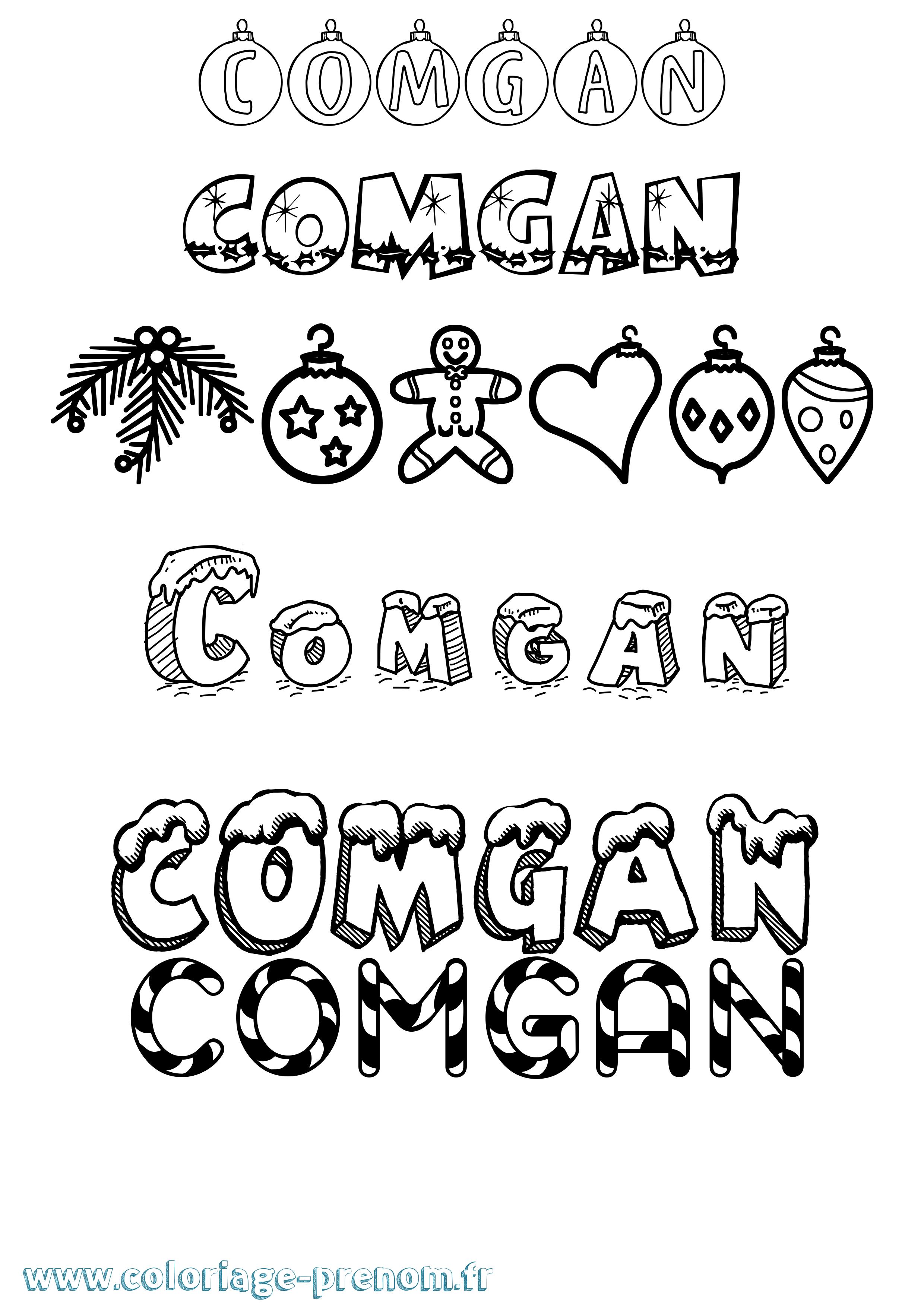 Coloriage Comgan Noël Coloriage prénom Comgan Noël