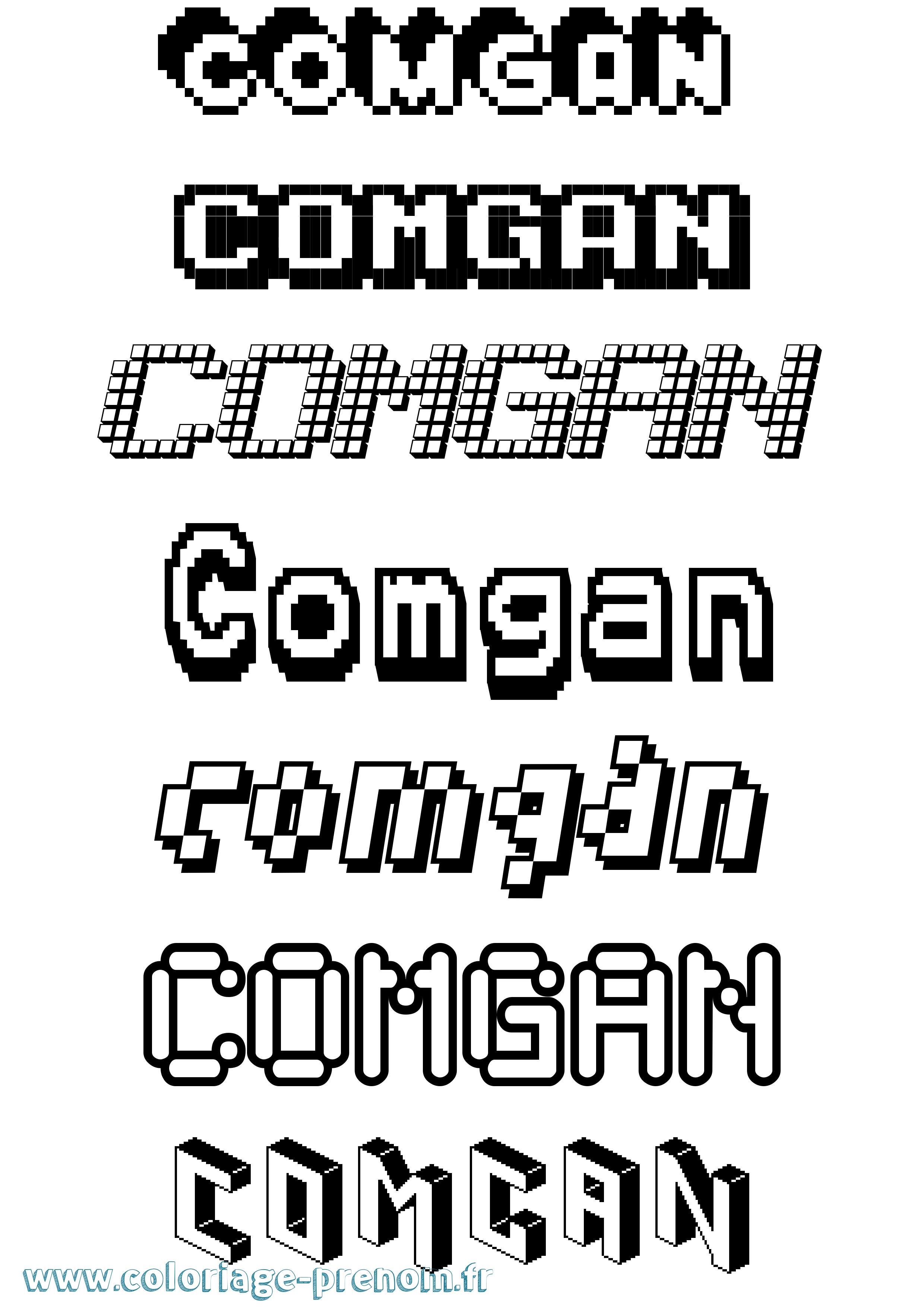 Coloriage Comgan Pixel Coloriage prénom Comgan Pixel