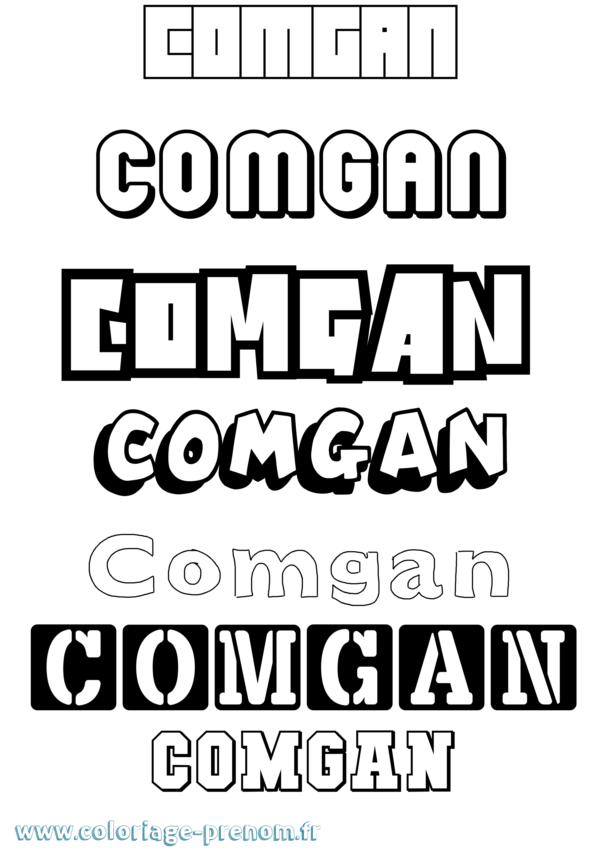 Coloriage prénom Comgan Simple