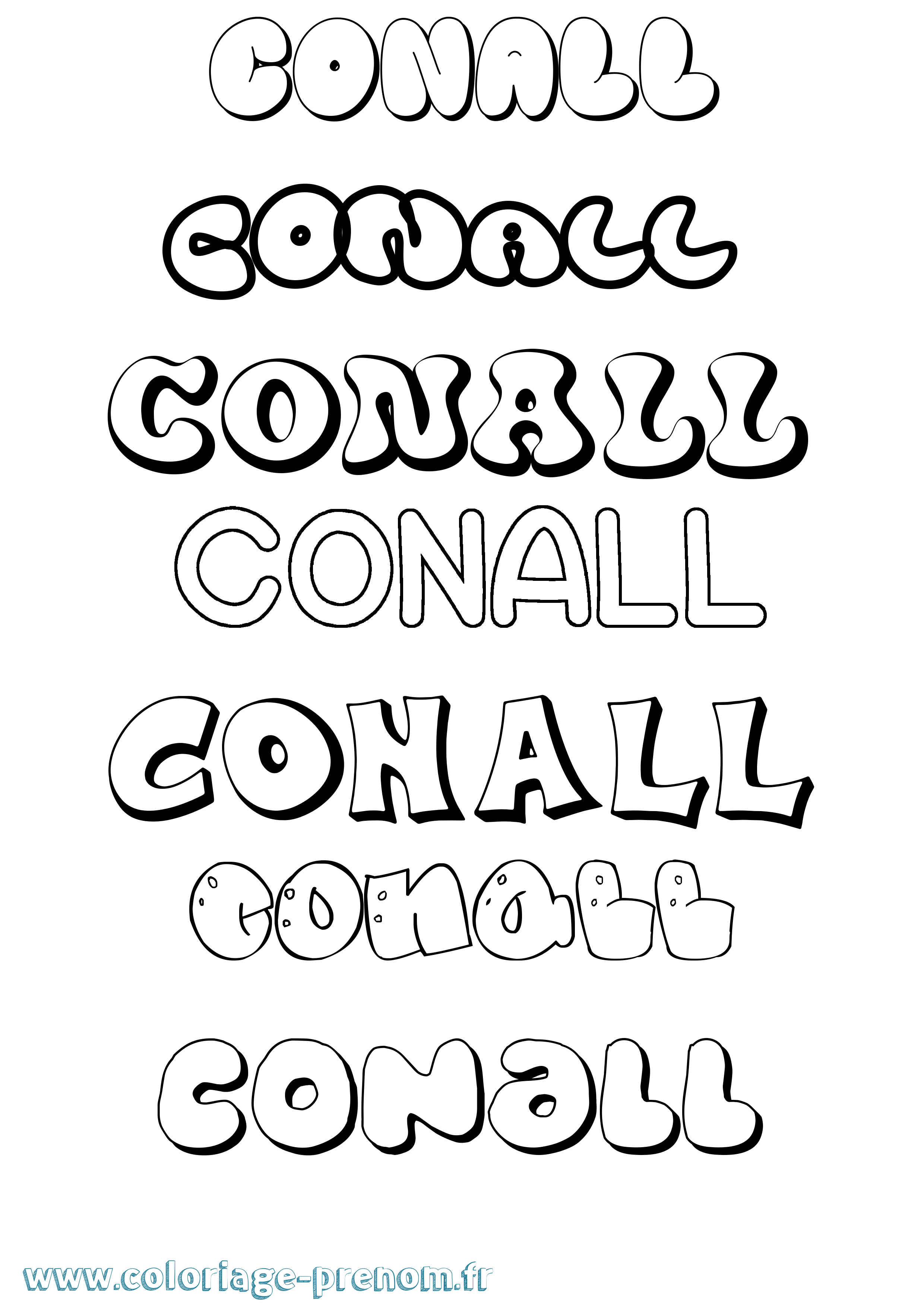 Coloriage prénom Conall Bubble