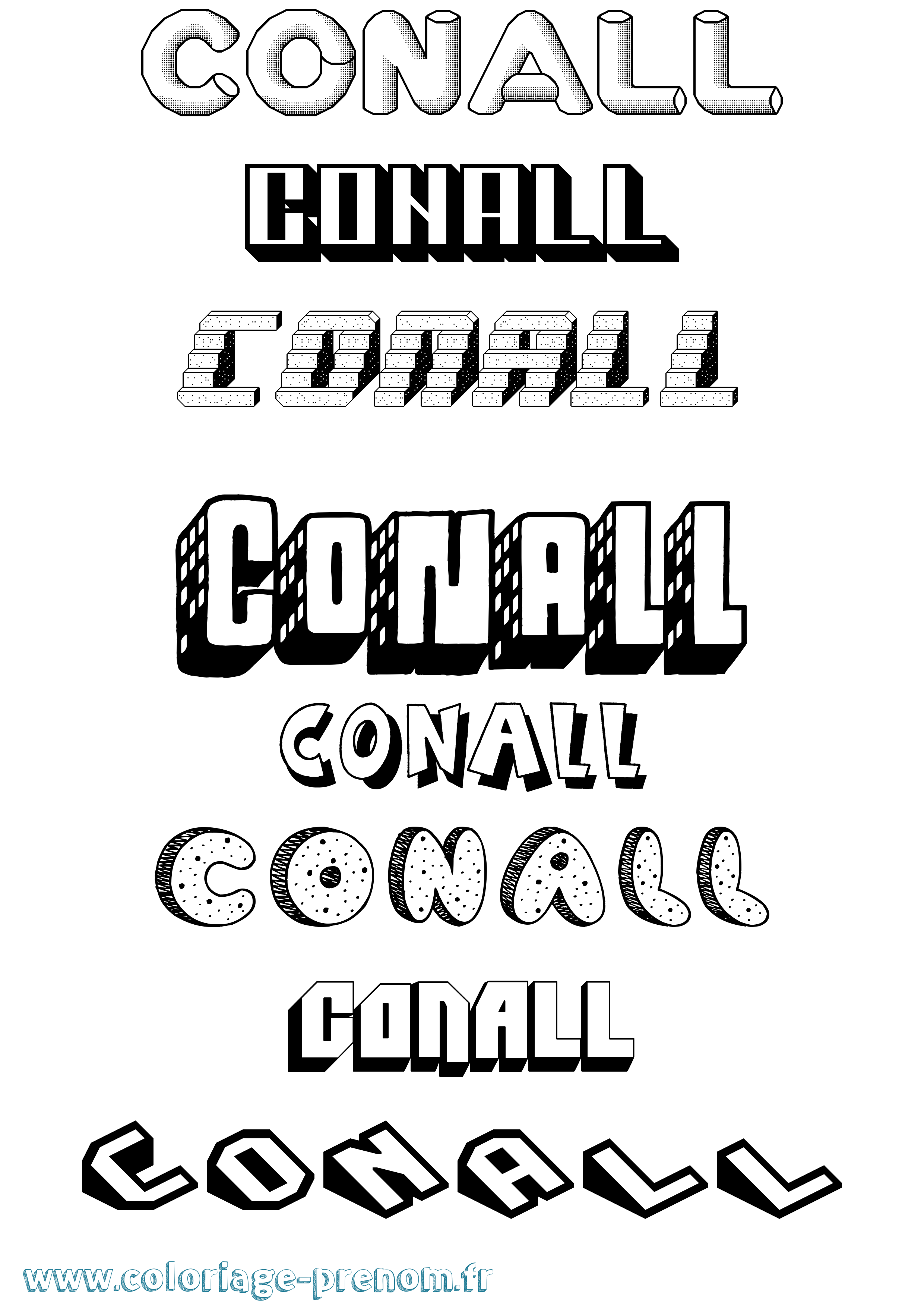 Coloriage prénom Conall Effet 3D