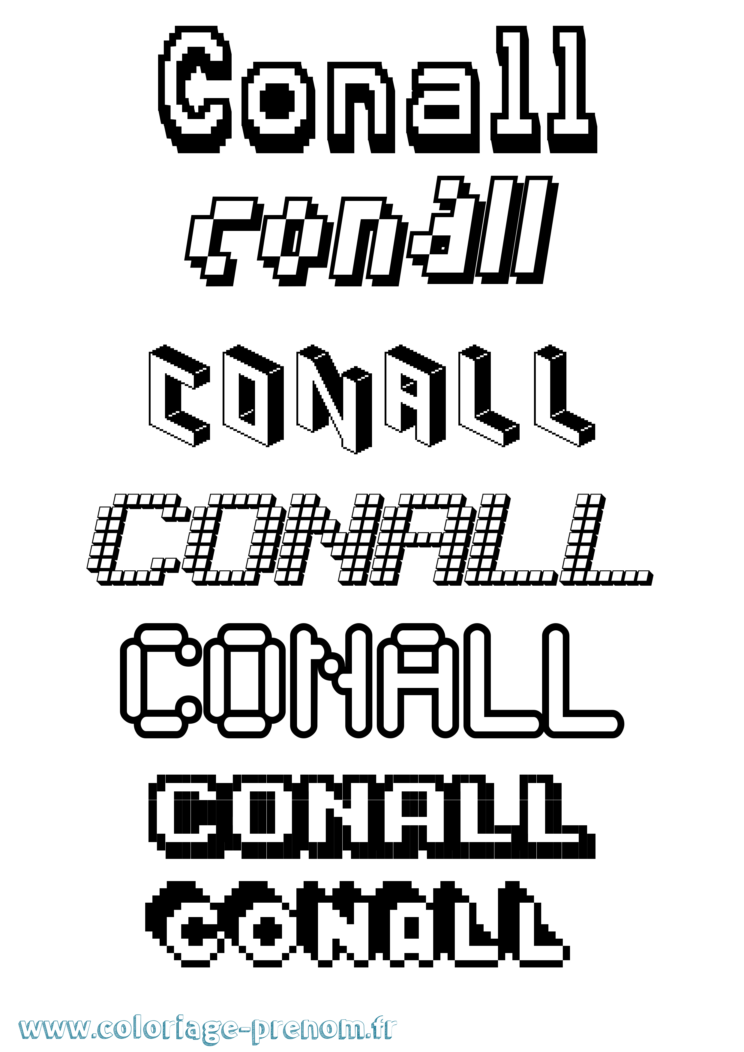 Coloriage prénom Conall Pixel