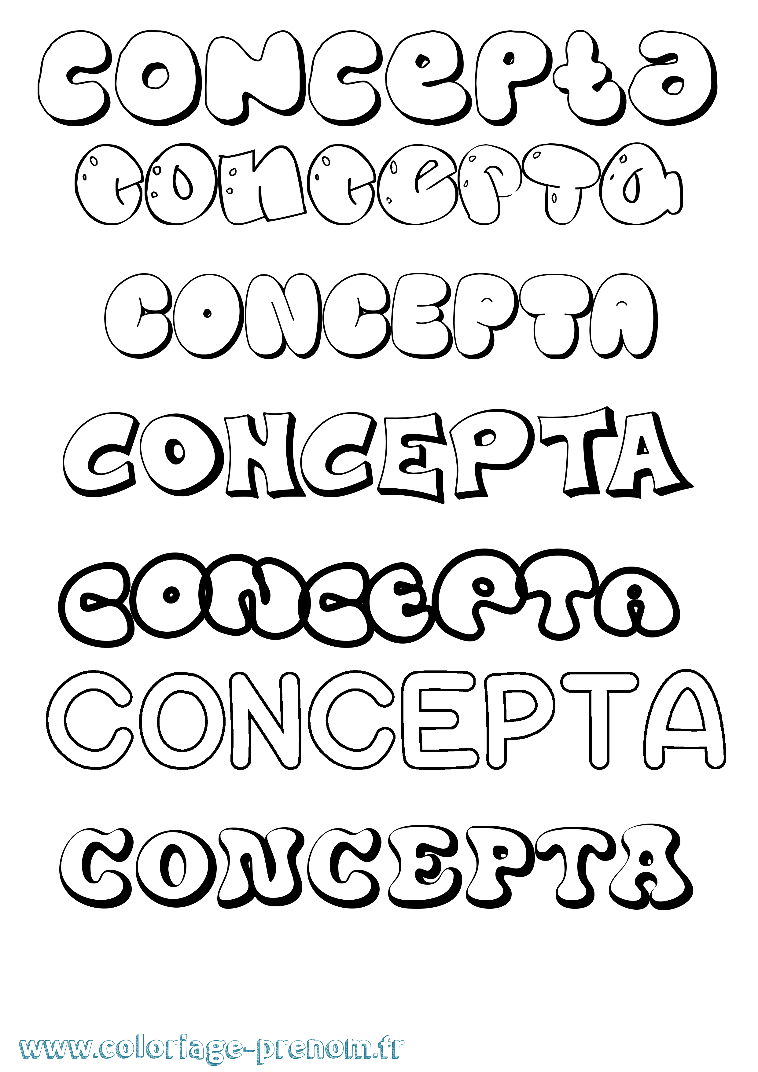 Coloriage Concepta Bubble Coloriage prénom Concepta Bubble