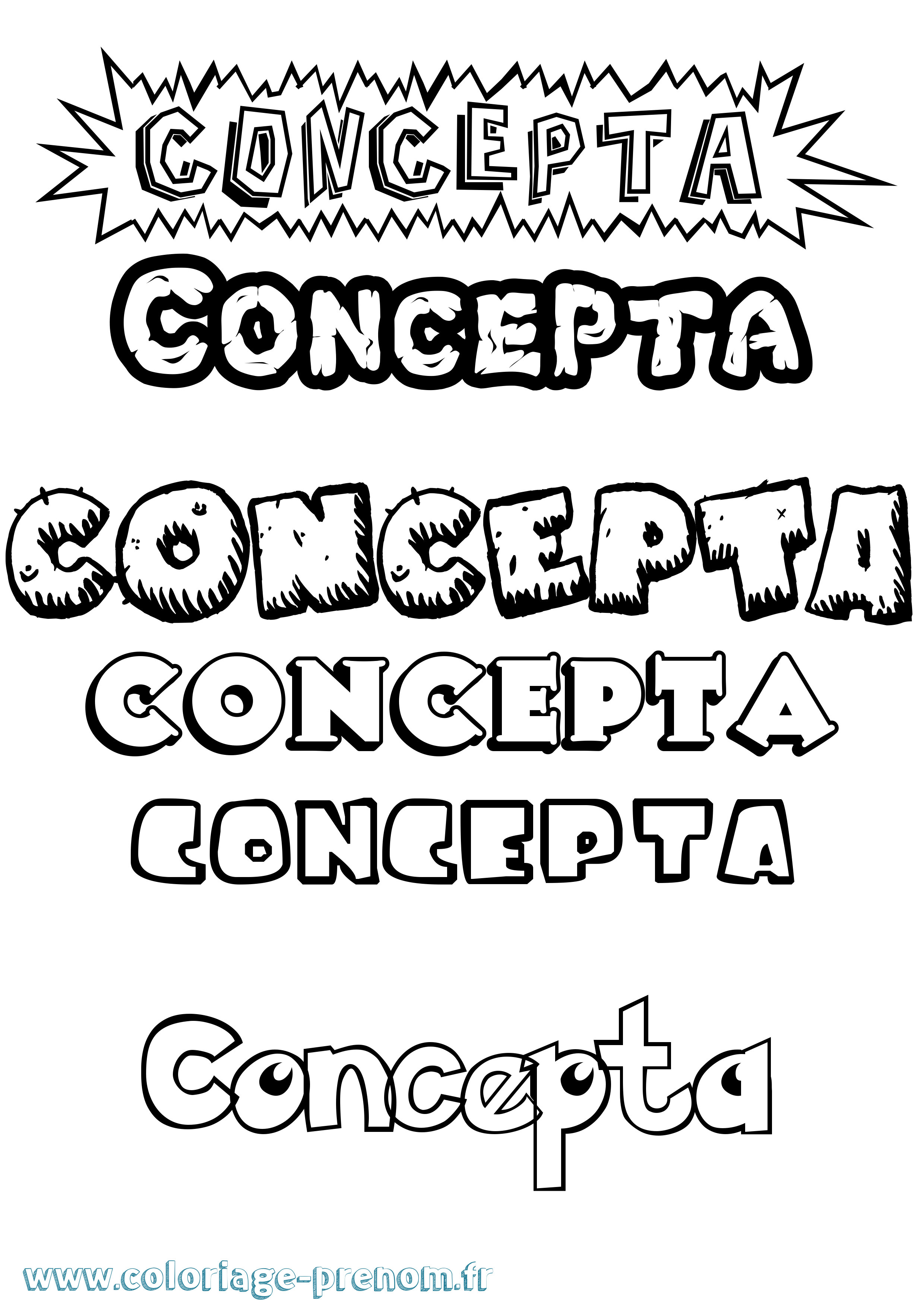Coloriage Concepta Dessin Animé Coloriage prénom Concepta Dessin Animé