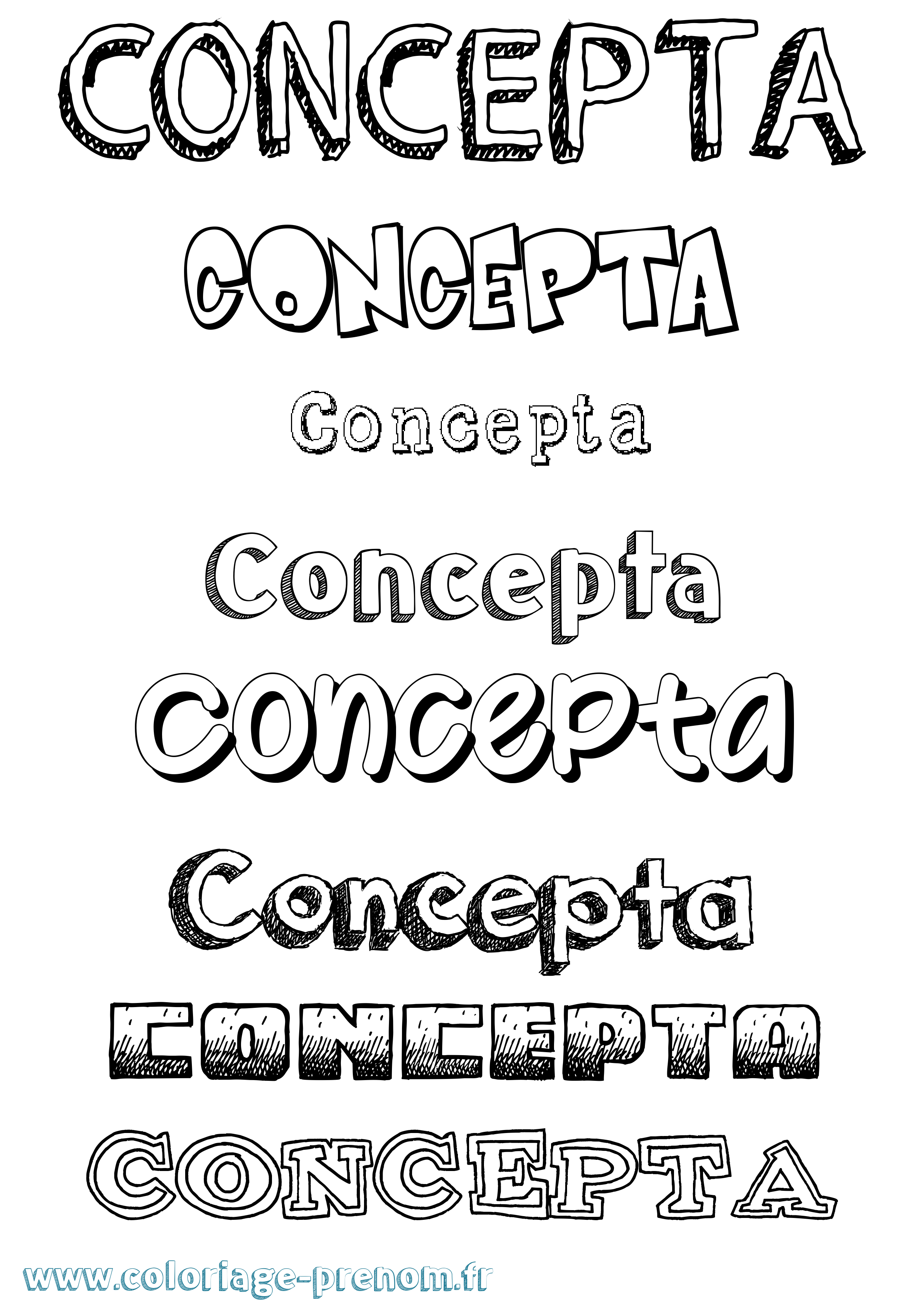 Coloriage Concepta Dessiné Coloriage prénom Concepta Dessiné