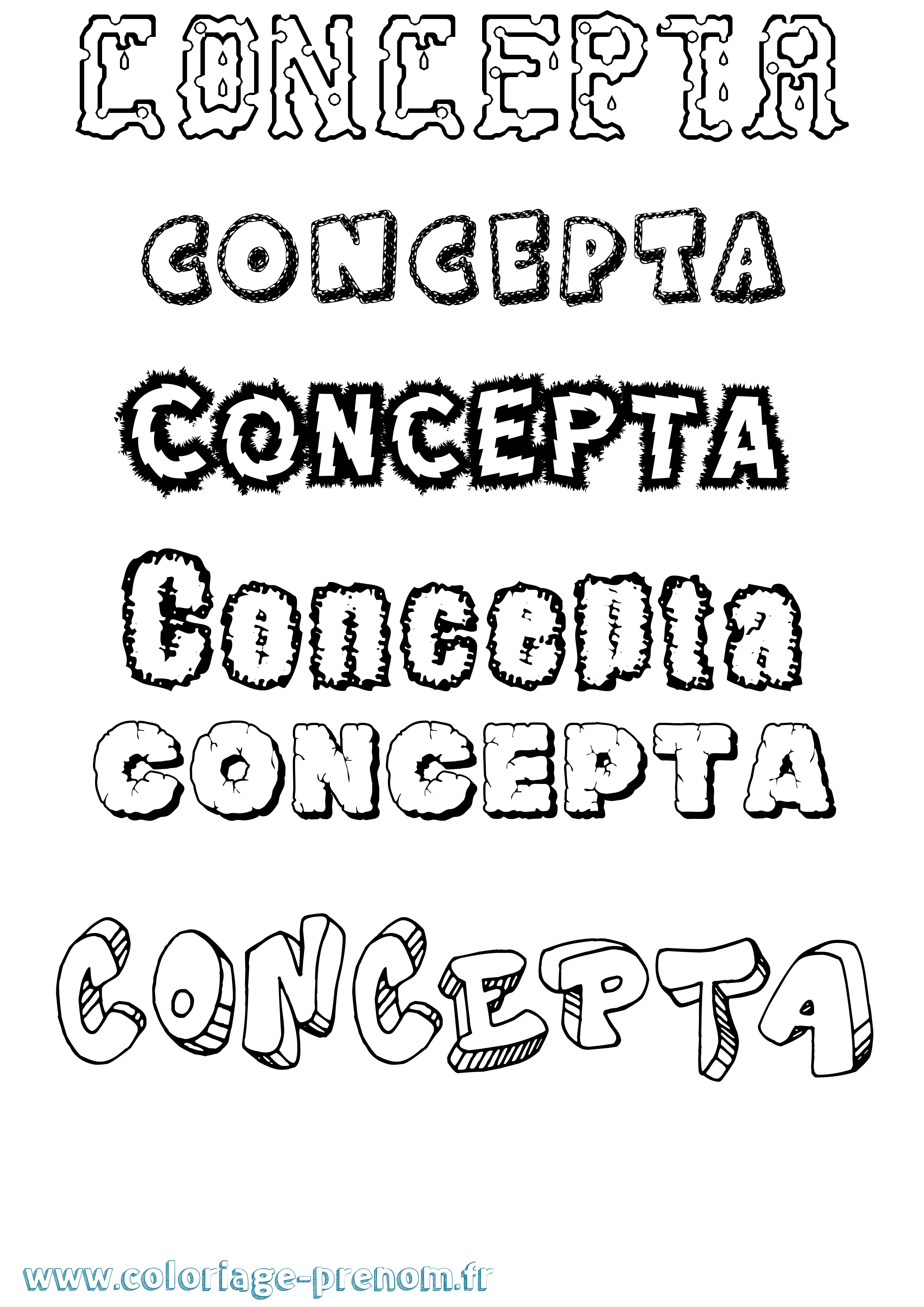 Coloriage Concepta Destructuré Coloriage prénom Concepta Destructuré