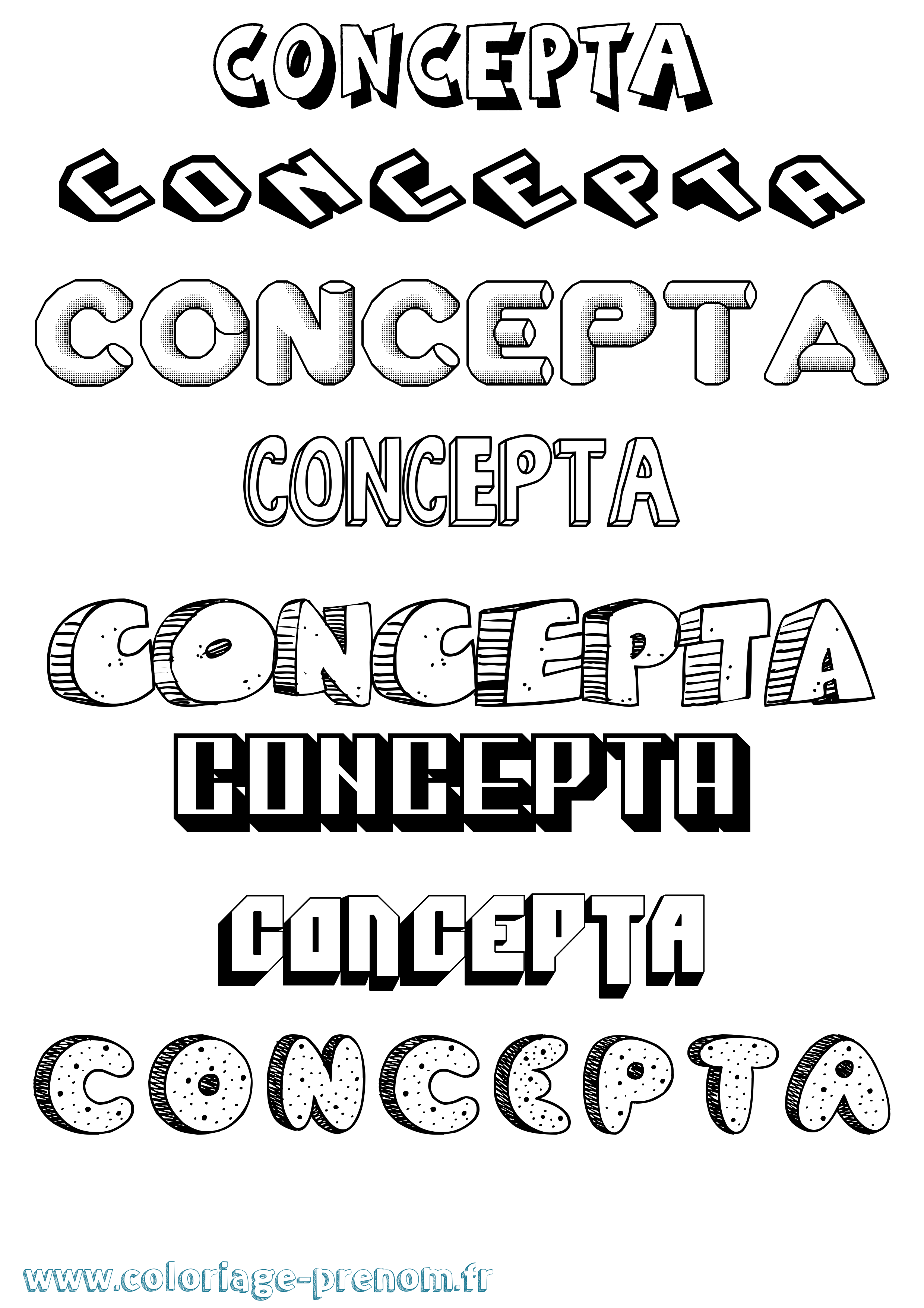 Coloriage Concepta Effet 3D Coloriage prénom Concepta Effet 3D