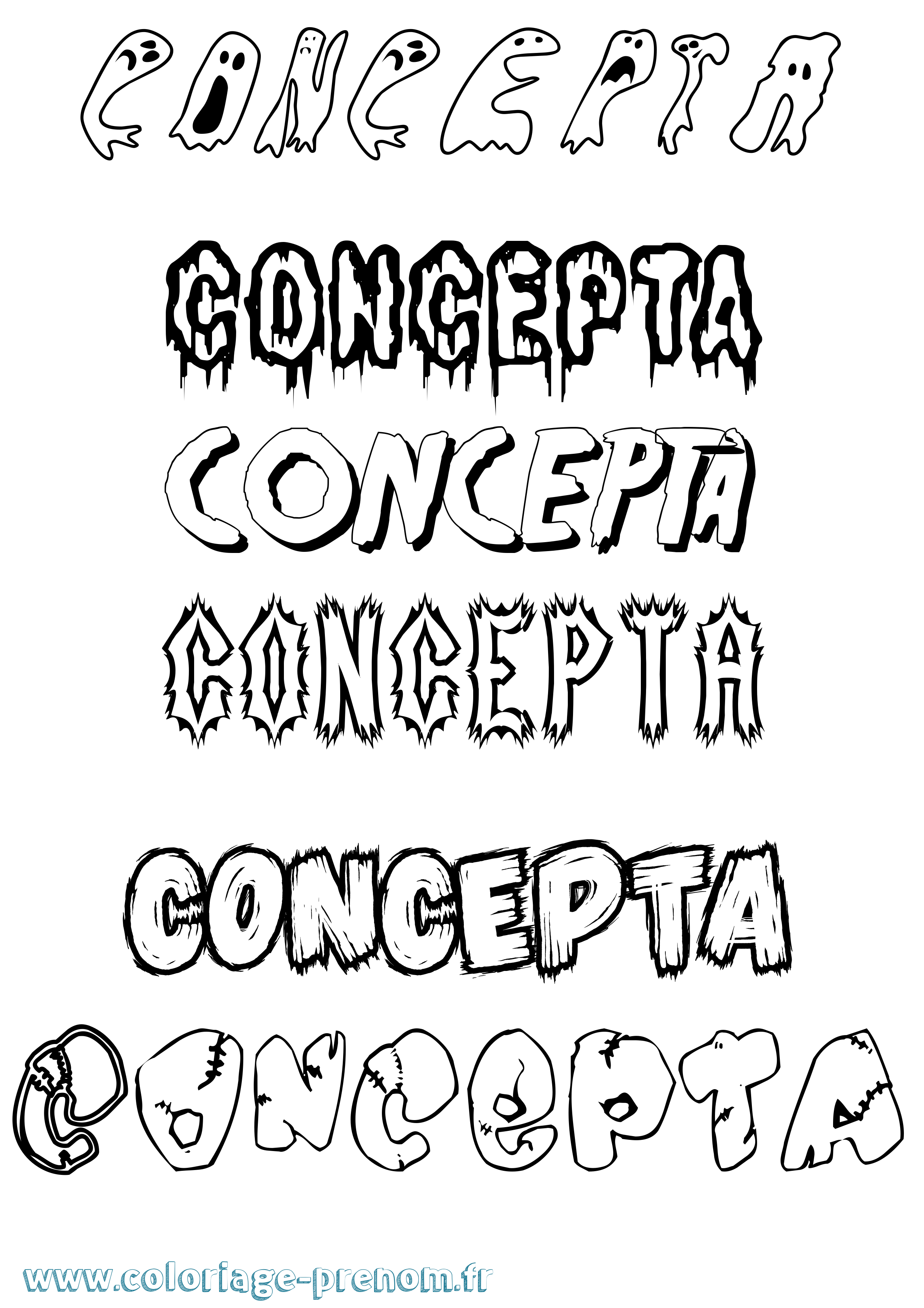 Coloriage Concepta Frisson Coloriage prénom Concepta Frisson