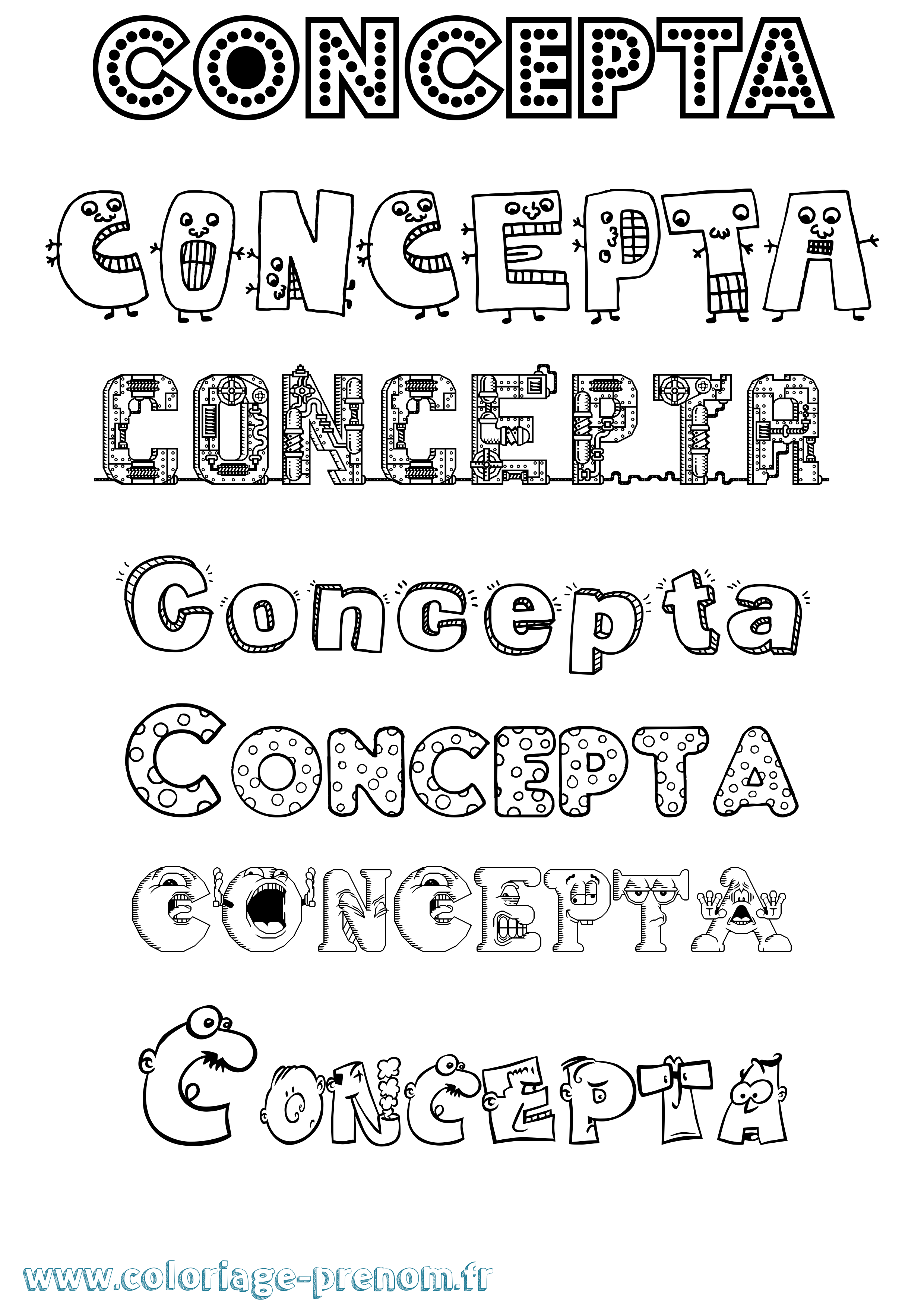 Coloriage Concepta Fun Coloriage prénom Concepta Fun