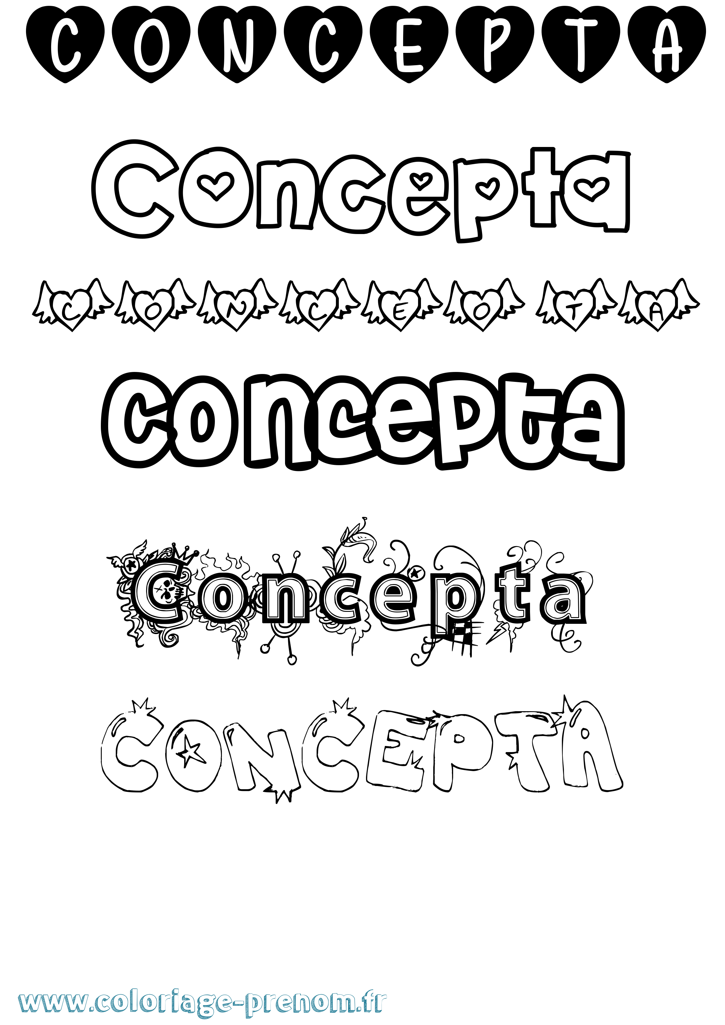 Coloriage Concepta Girly Coloriage prénom Concepta Girly