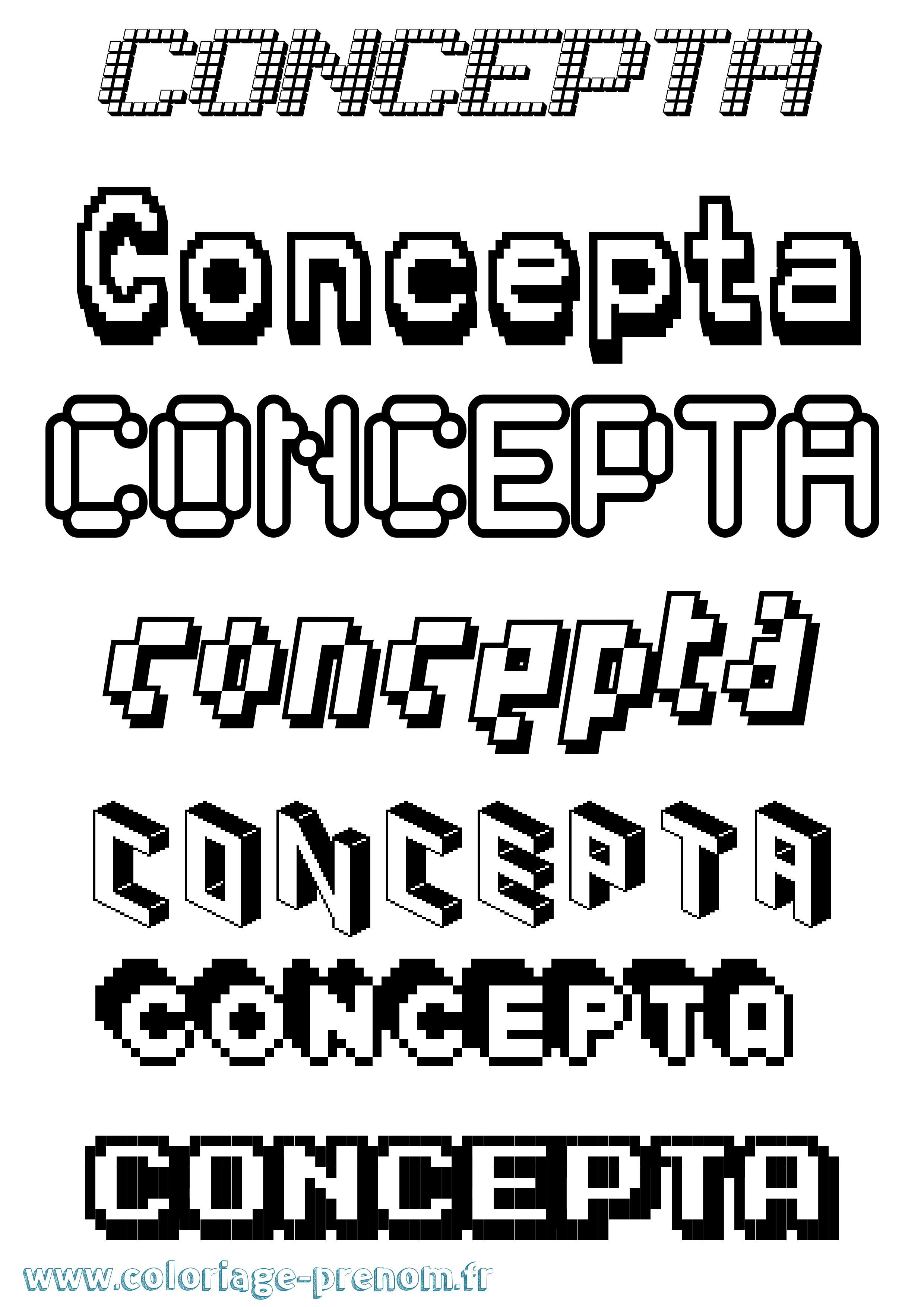 Coloriage Concepta Pixel Coloriage prénom Concepta Pixel