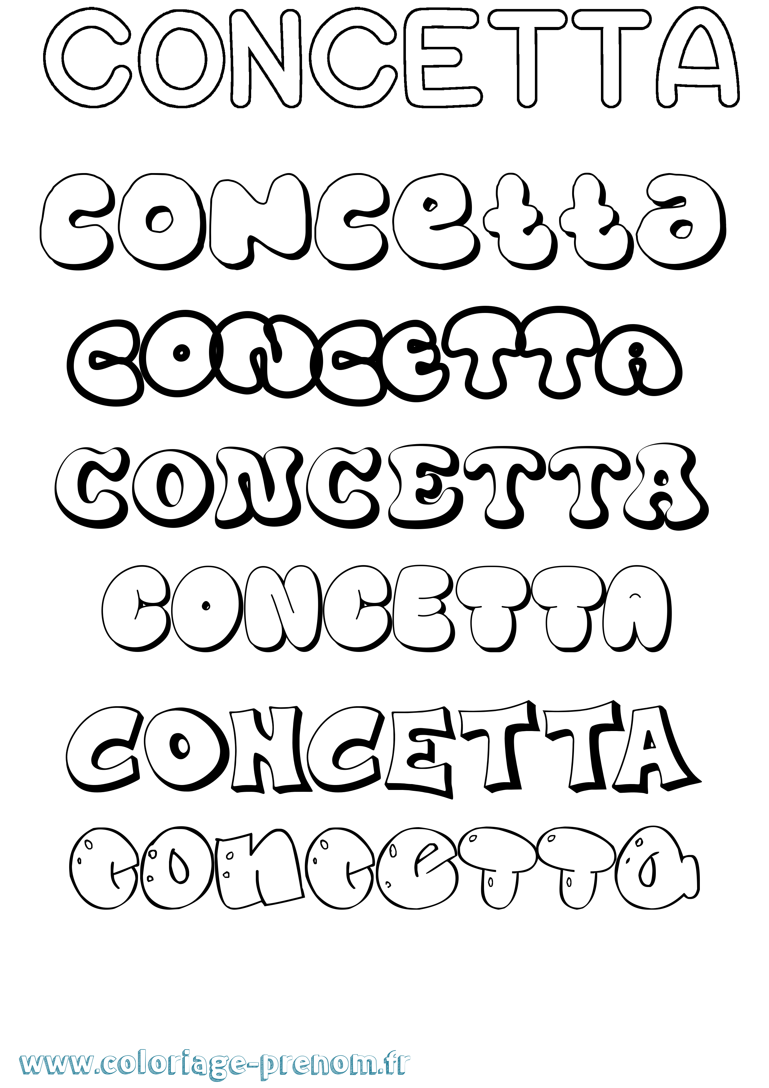 Coloriage Concetta Bubble Coloriage prénom Concetta Bubble
