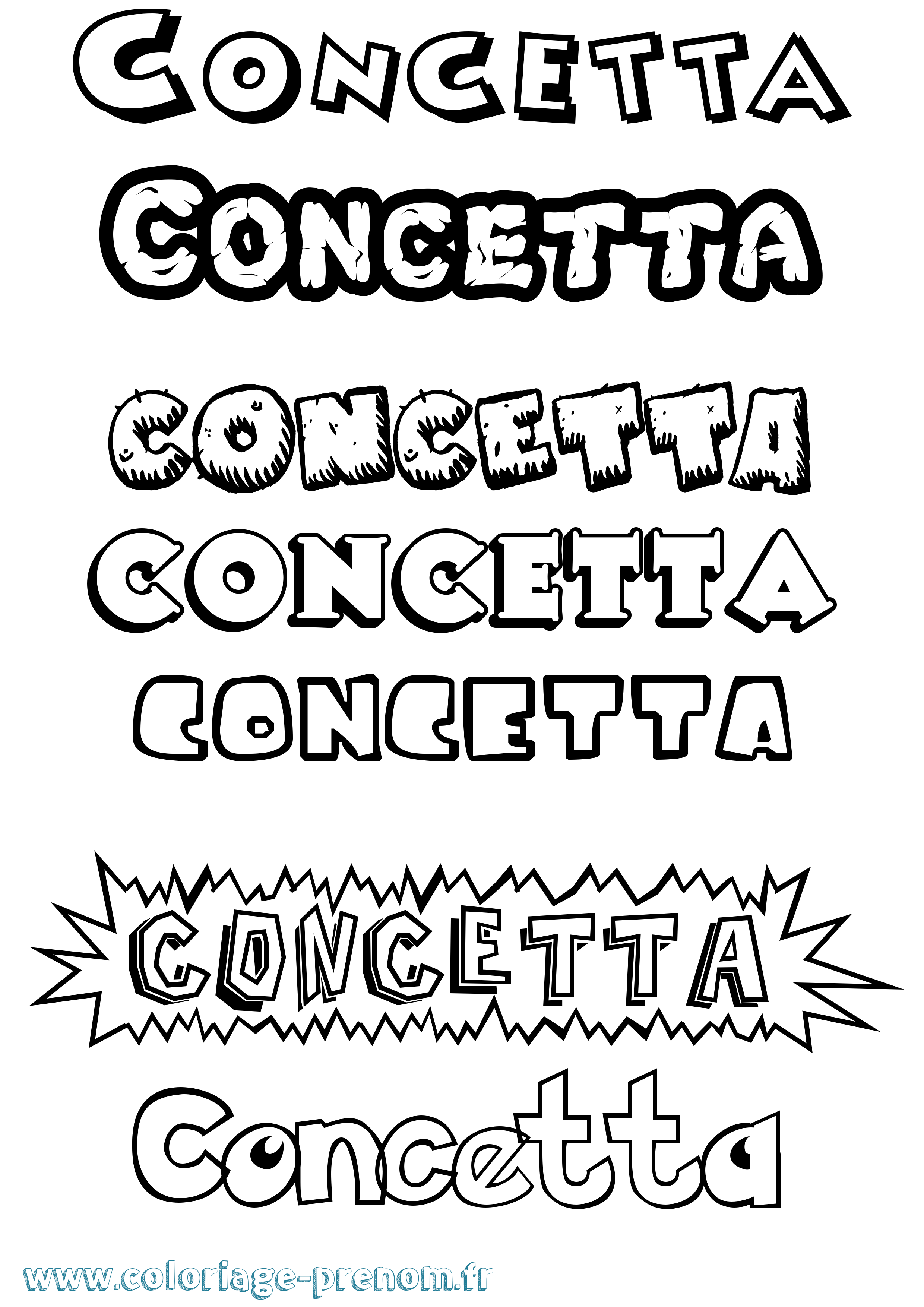 Coloriage Concetta Dessin Animé Coloriage prénom Concetta Dessin Animé