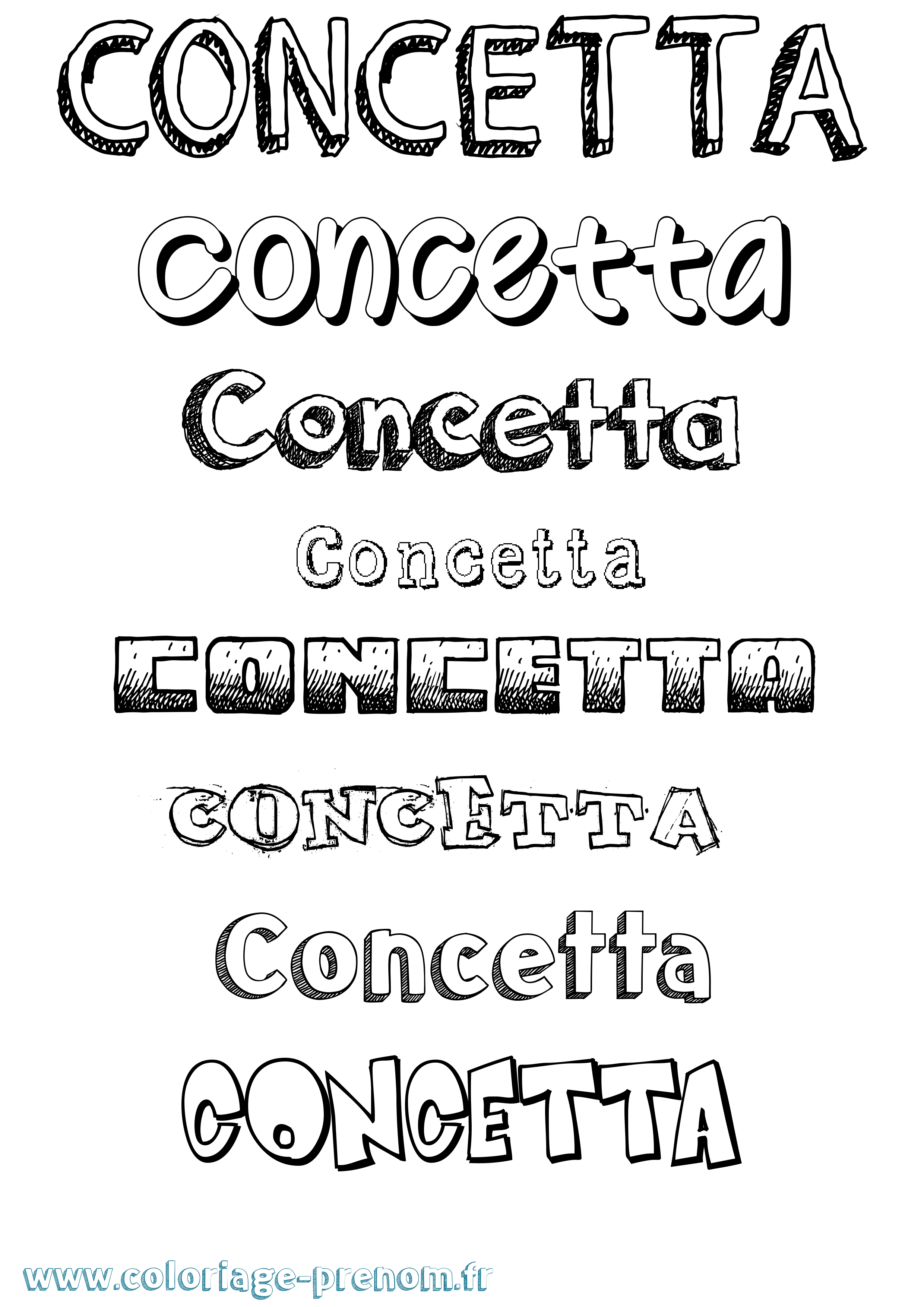 Coloriage Concetta Dessiné Coloriage prénom Concetta Dessiné