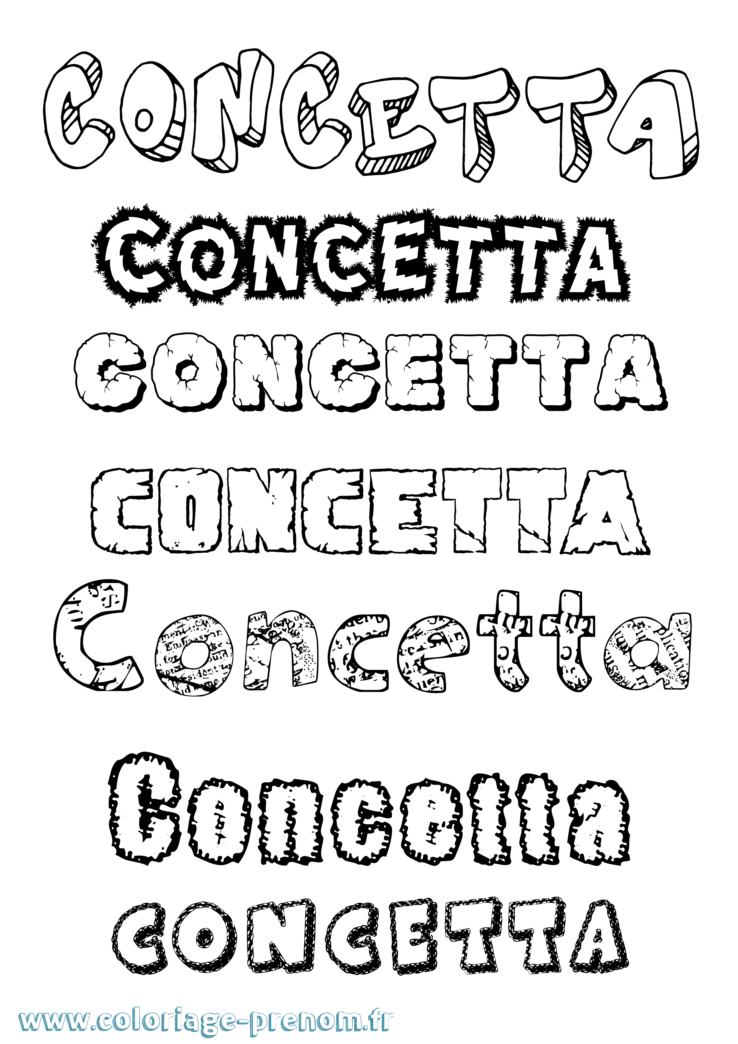 Coloriage Concetta Destructuré Coloriage prénom Concetta Destructuré