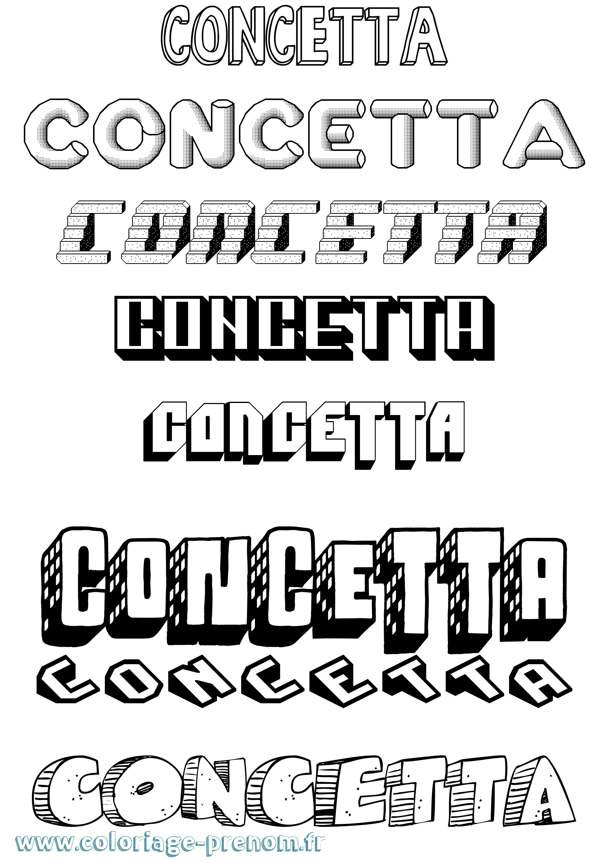 Coloriage Concetta Effet 3D Coloriage prénom Concetta Effet 3D
