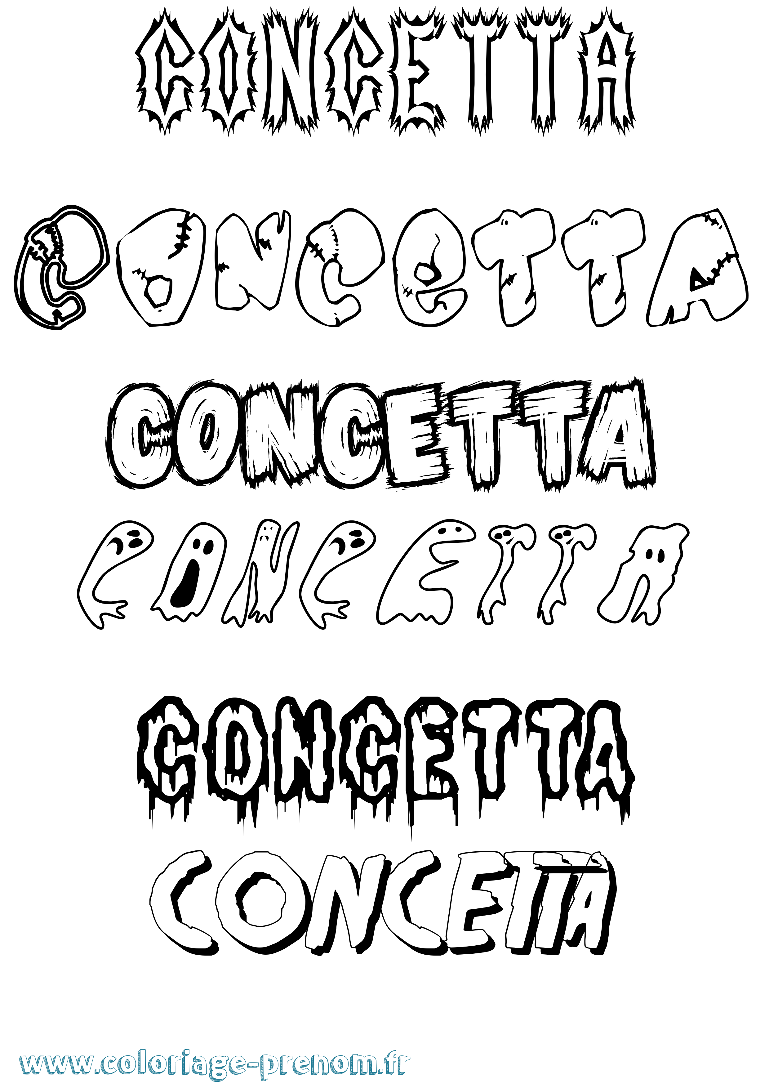 Coloriage Concetta Frisson Coloriage prénom Concetta Frisson