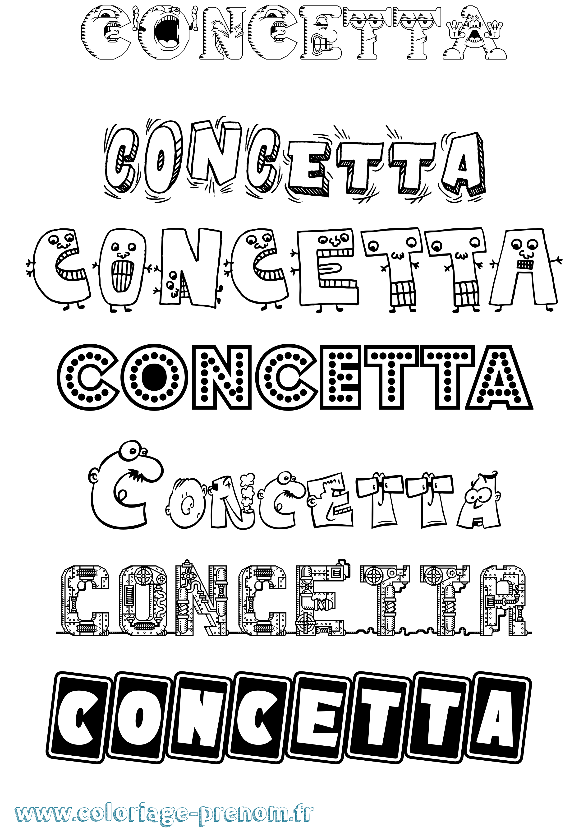 Coloriage Concetta Fun Coloriage prénom Concetta Fun