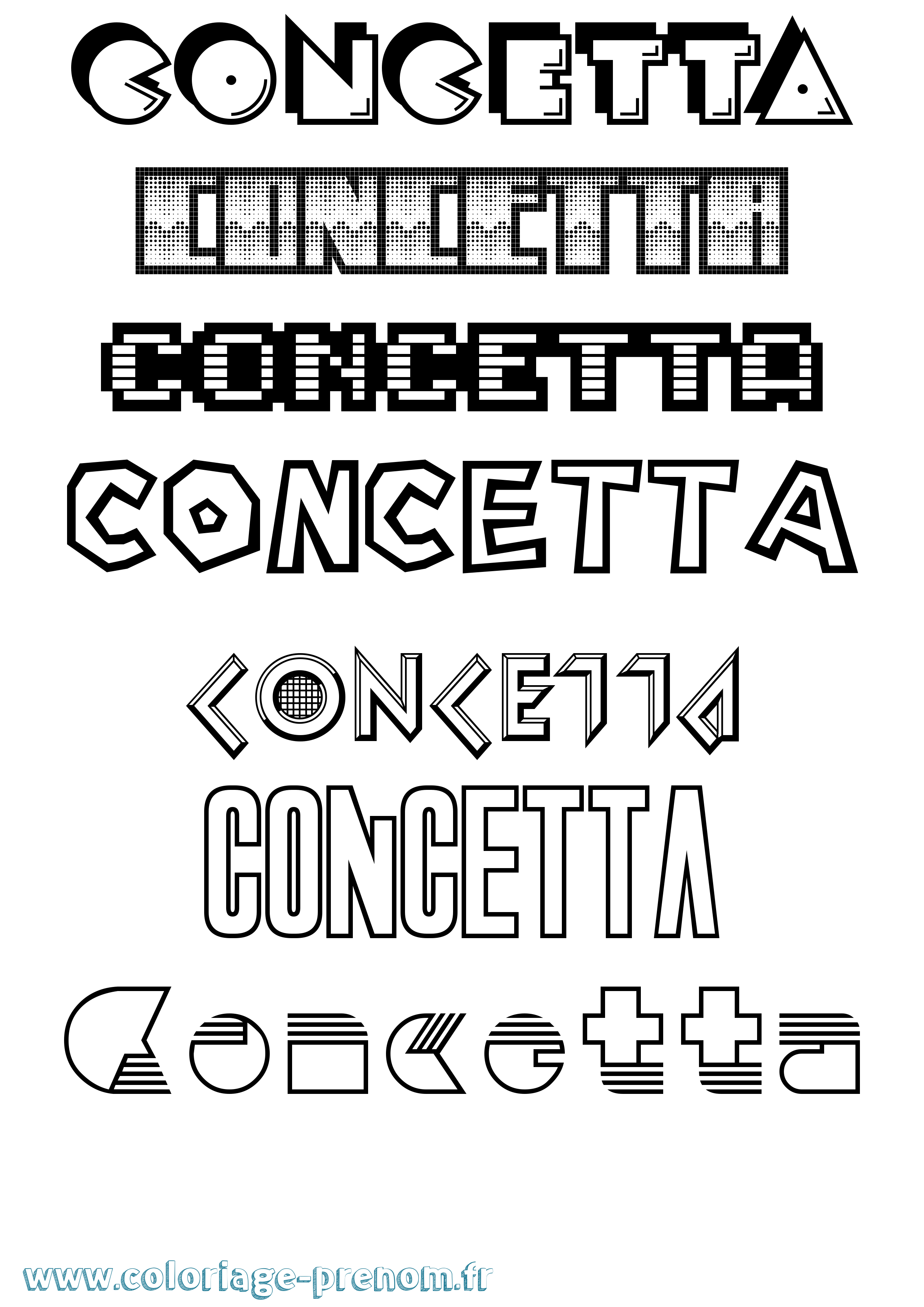 Coloriage Concetta Jeux Vidéos Coloriage prénom Concetta Jeux Vidéos