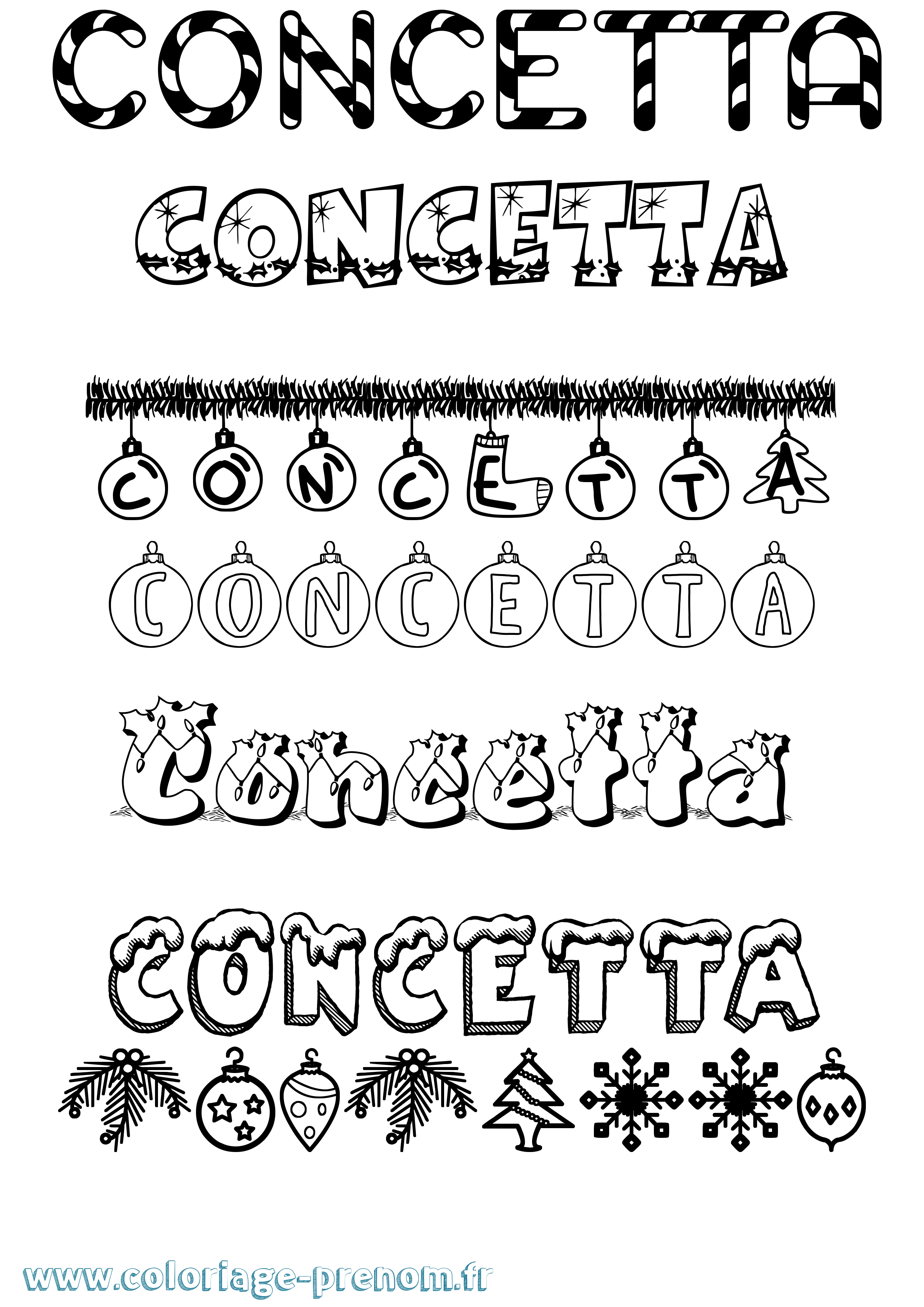 Coloriage prénom Concetta Noël