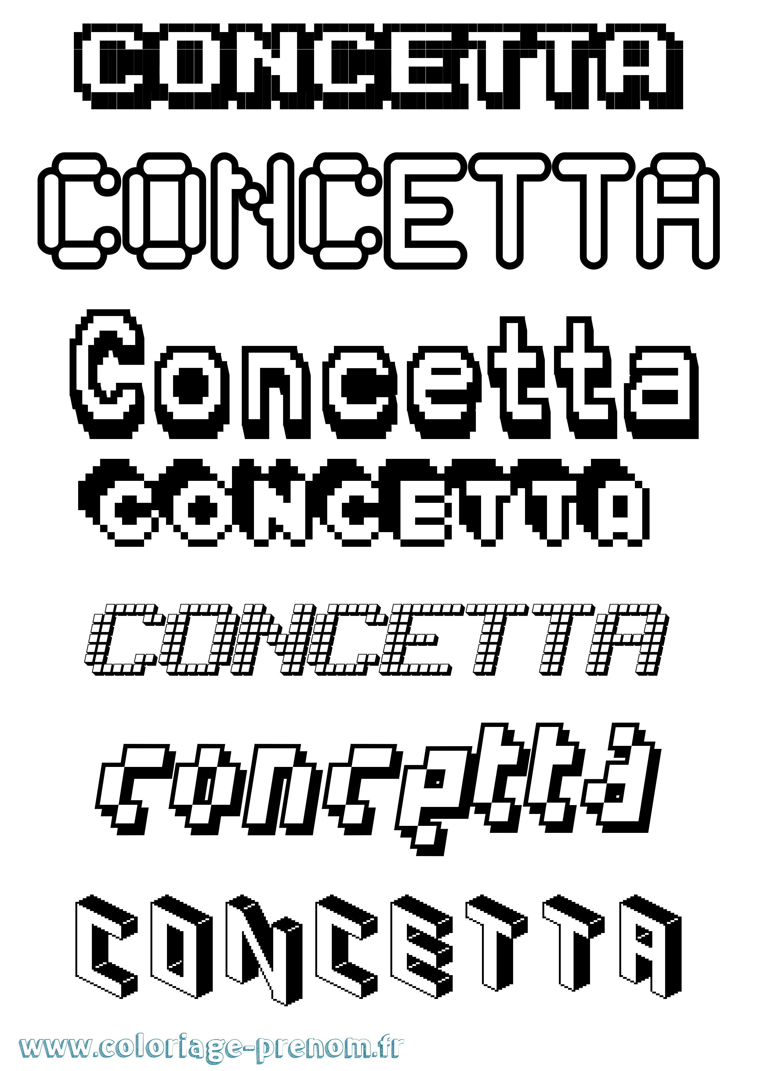 Coloriage Concetta Pixel Coloriage prénom Concetta Pixel