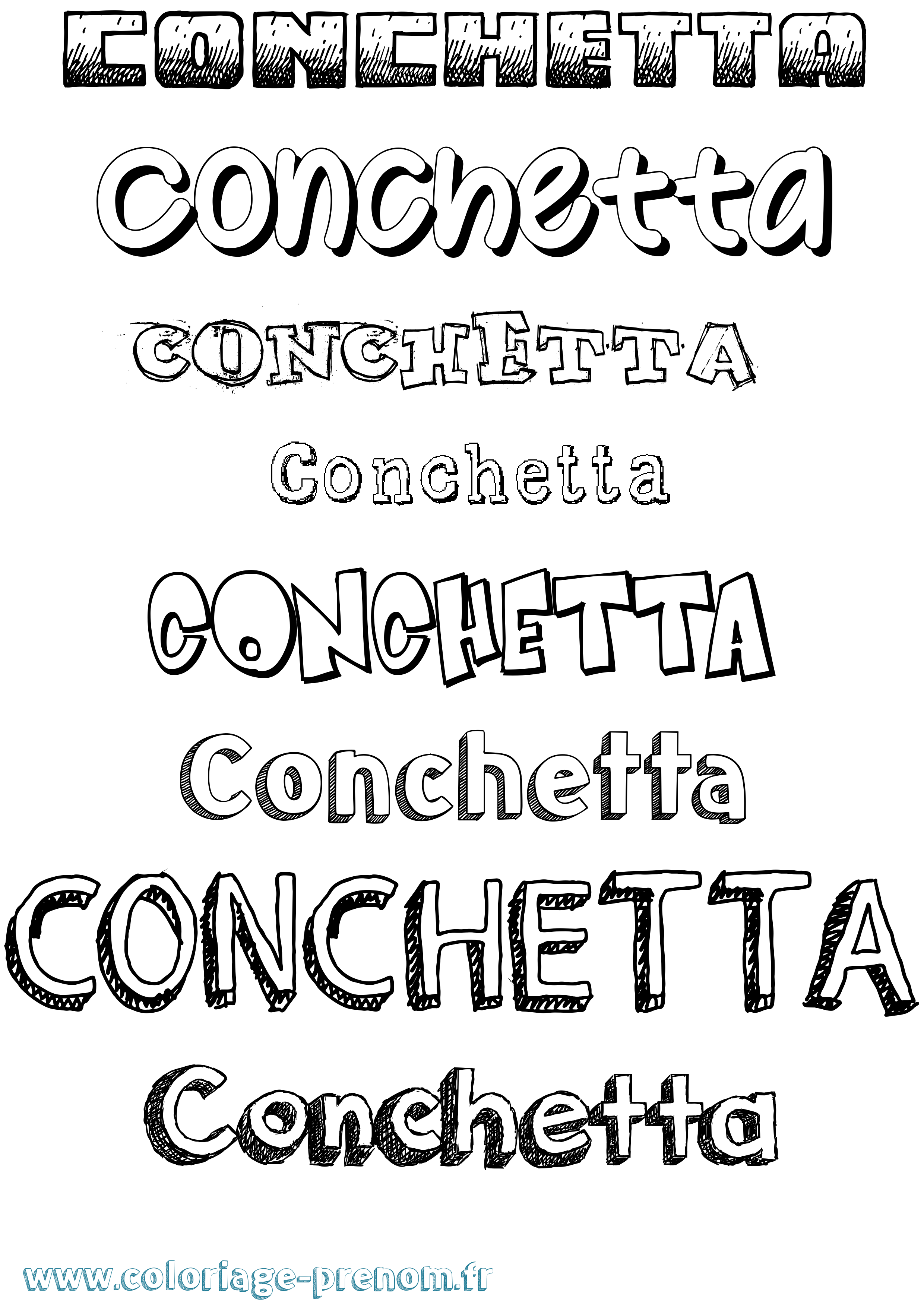 Coloriage prénom Conchetta Dessiné