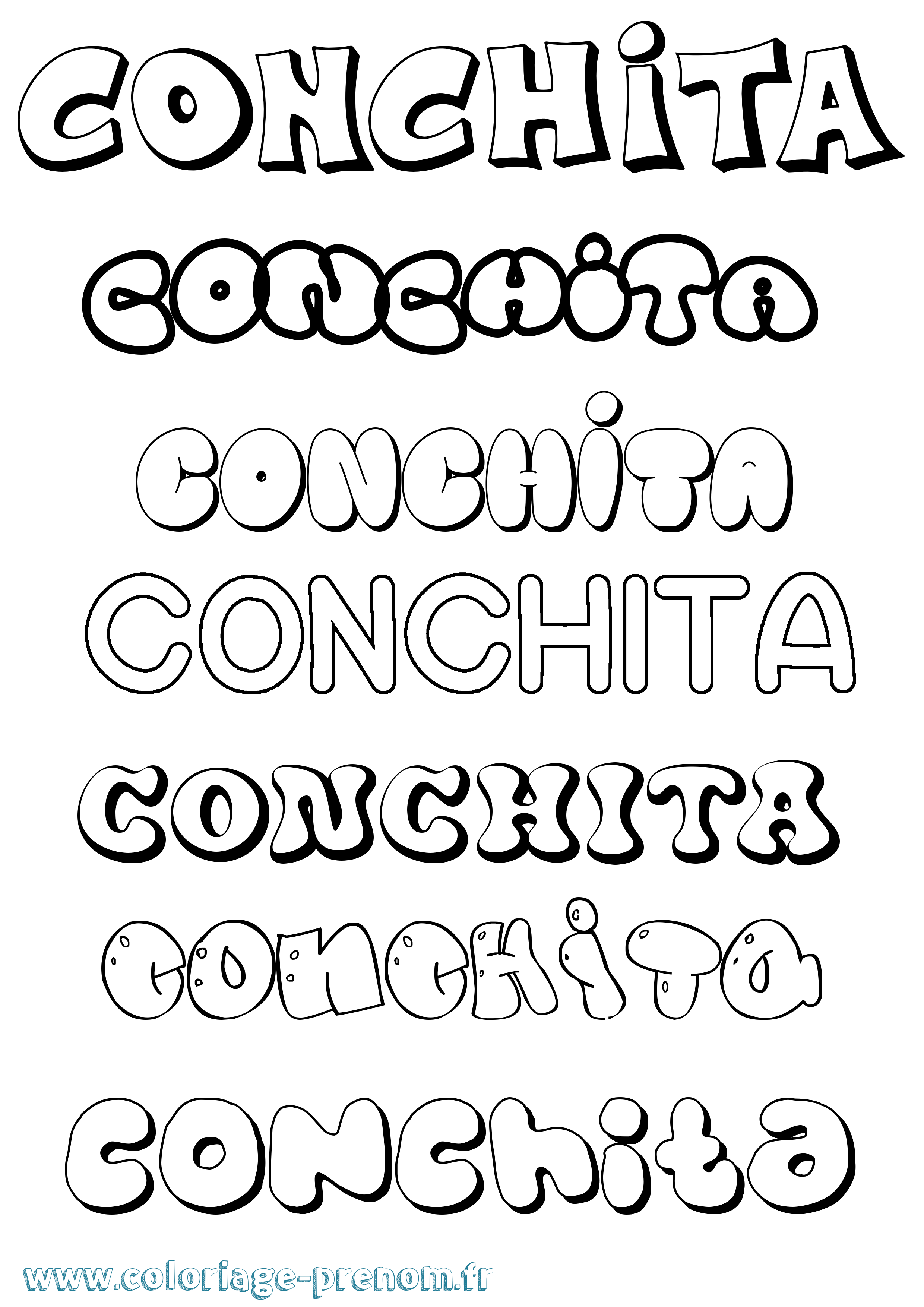 Coloriage Conchita Bubble Coloriage prénom Conchita Bubble