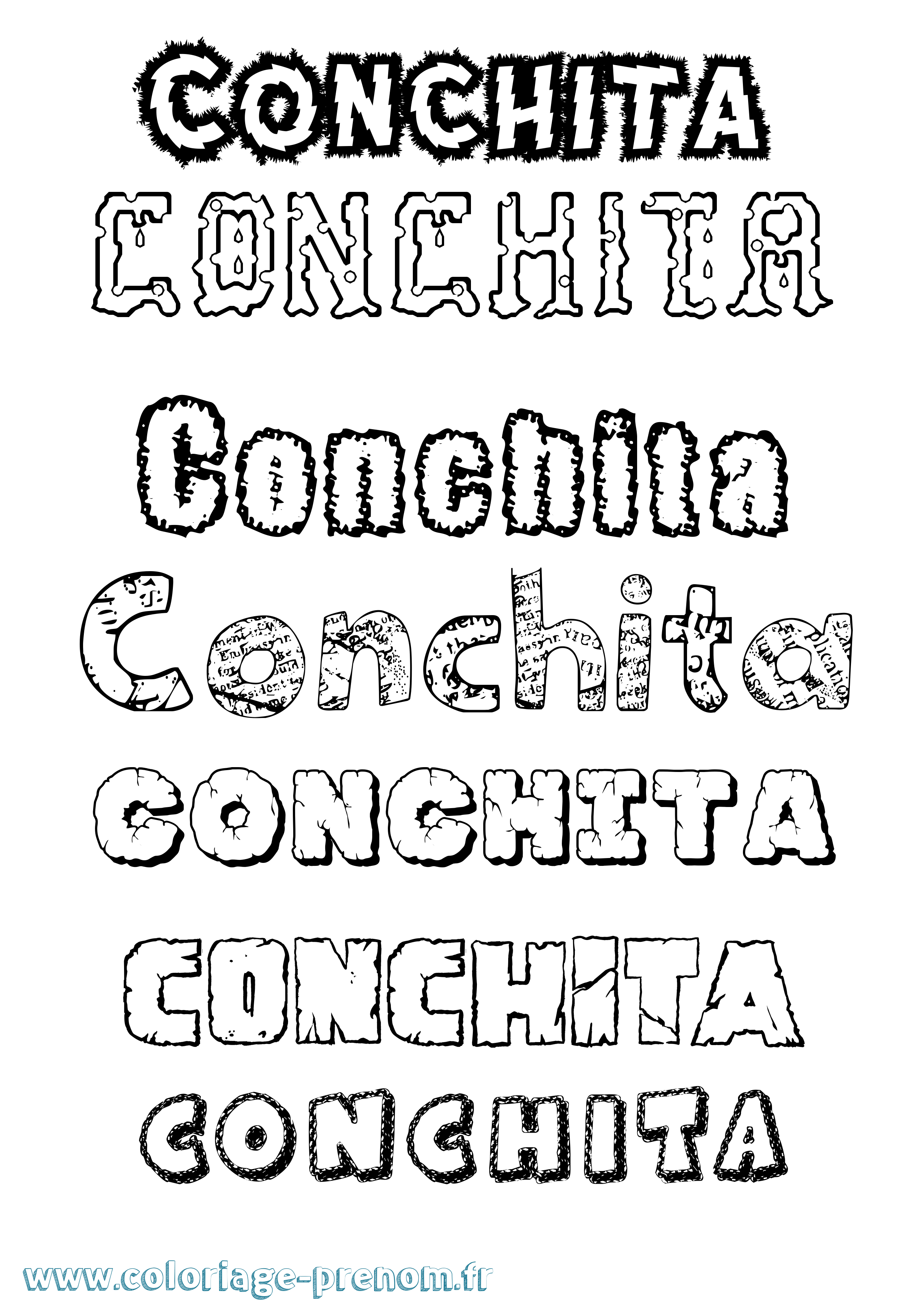 Coloriage Conchita Destructuré Coloriage prénom Conchita Destructuré