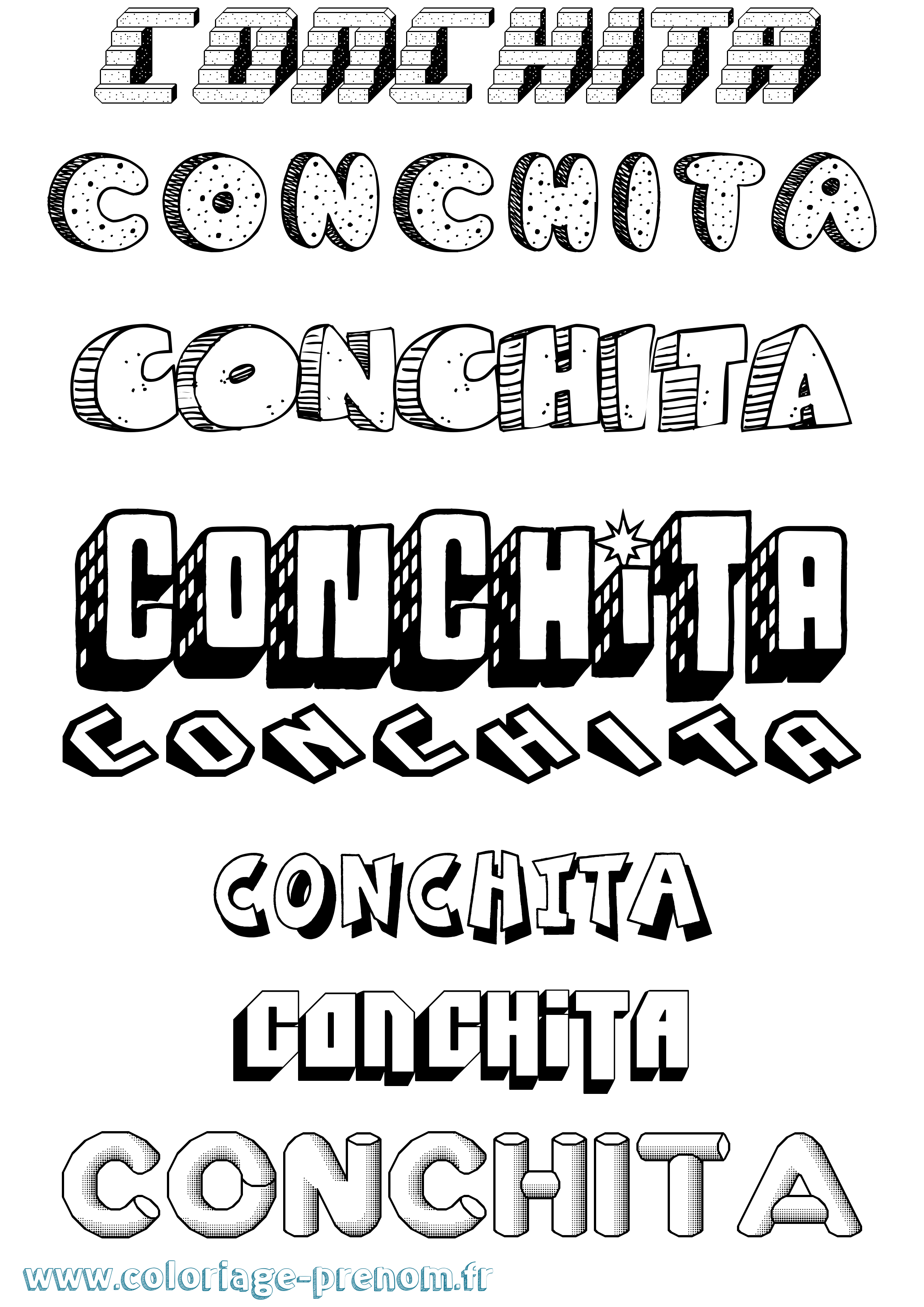 Coloriage Conchita Effet 3D Coloriage prénom Conchita Effet 3D