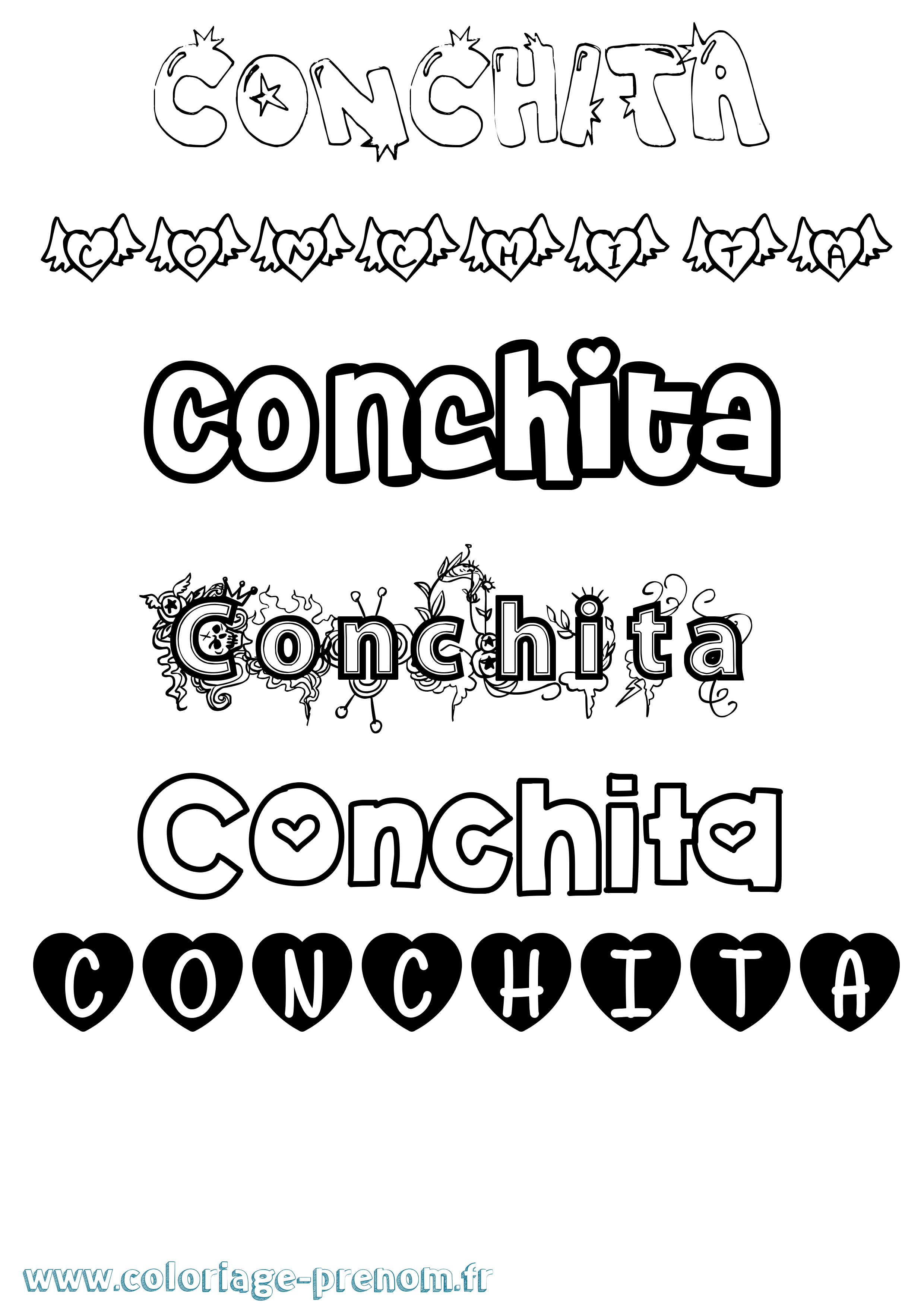 Coloriage Conchita Girly Coloriage prénom Conchita Girly