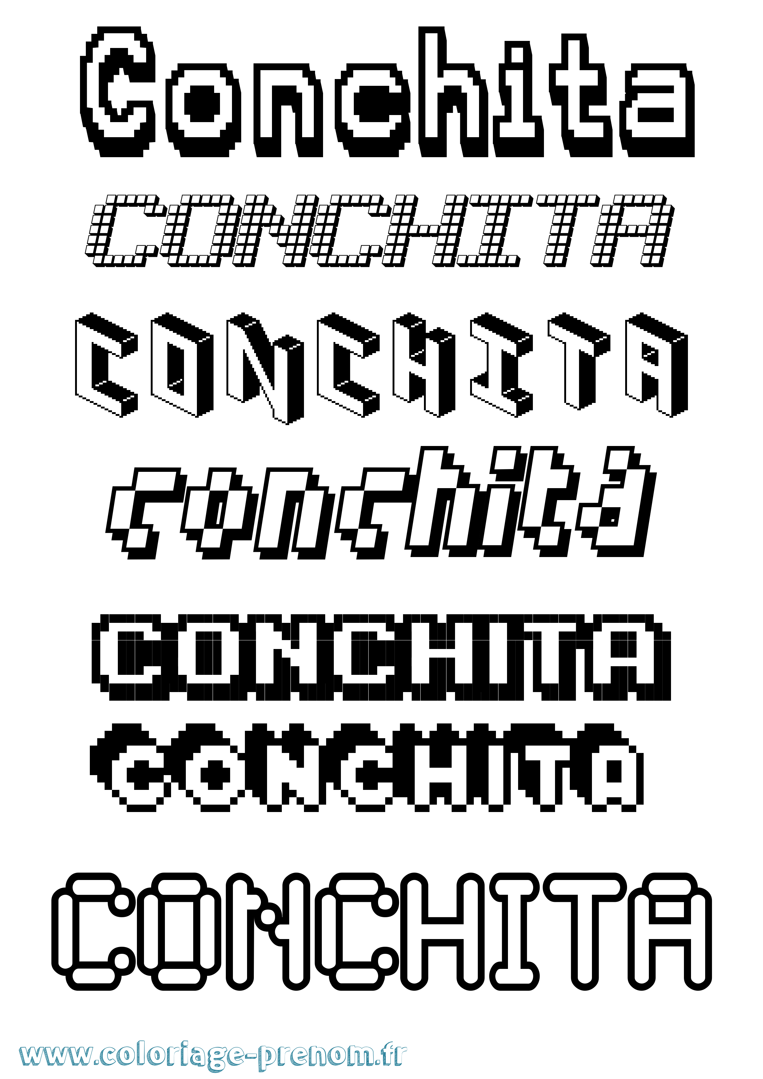 Coloriage Conchita Pixel Coloriage prénom Conchita Pixel