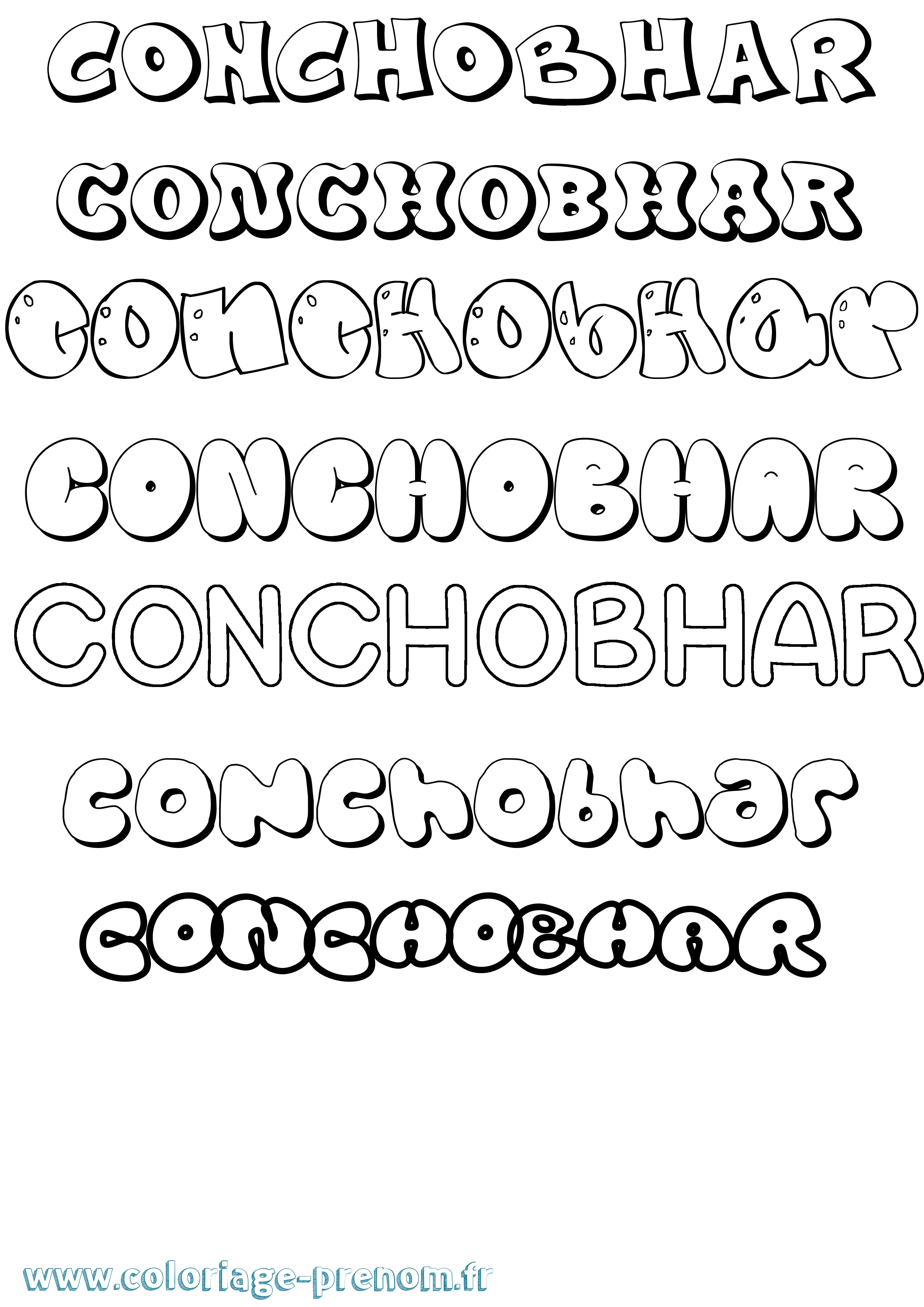 Coloriage prénom Conchobhar Bubble