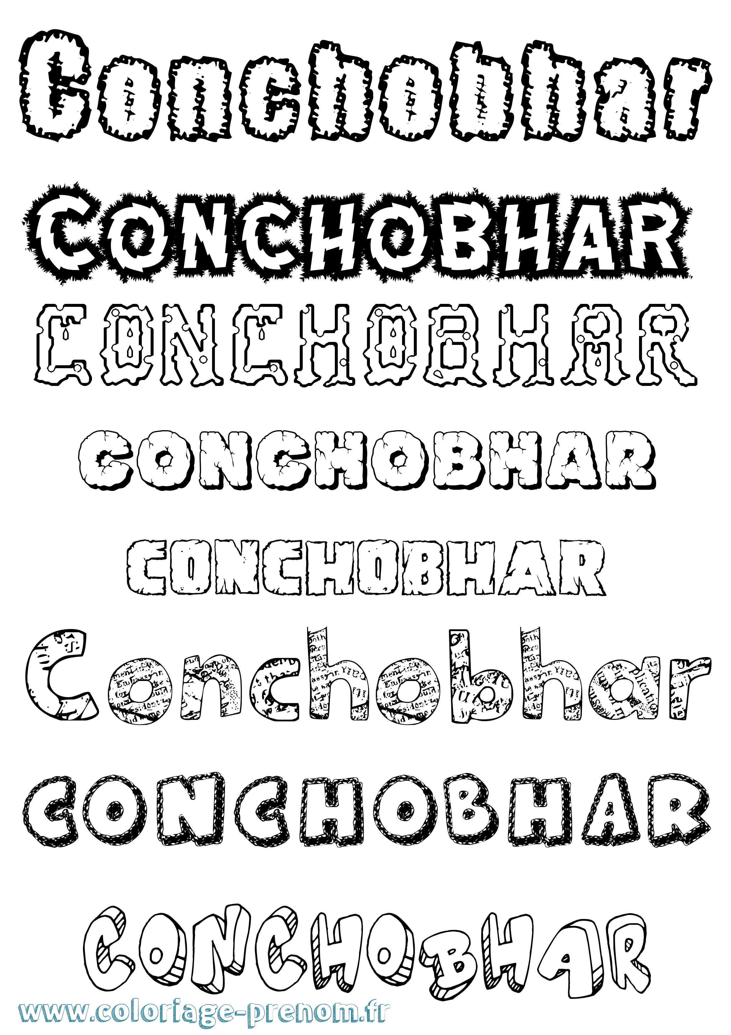 Coloriage prénom Conchobhar Destructuré