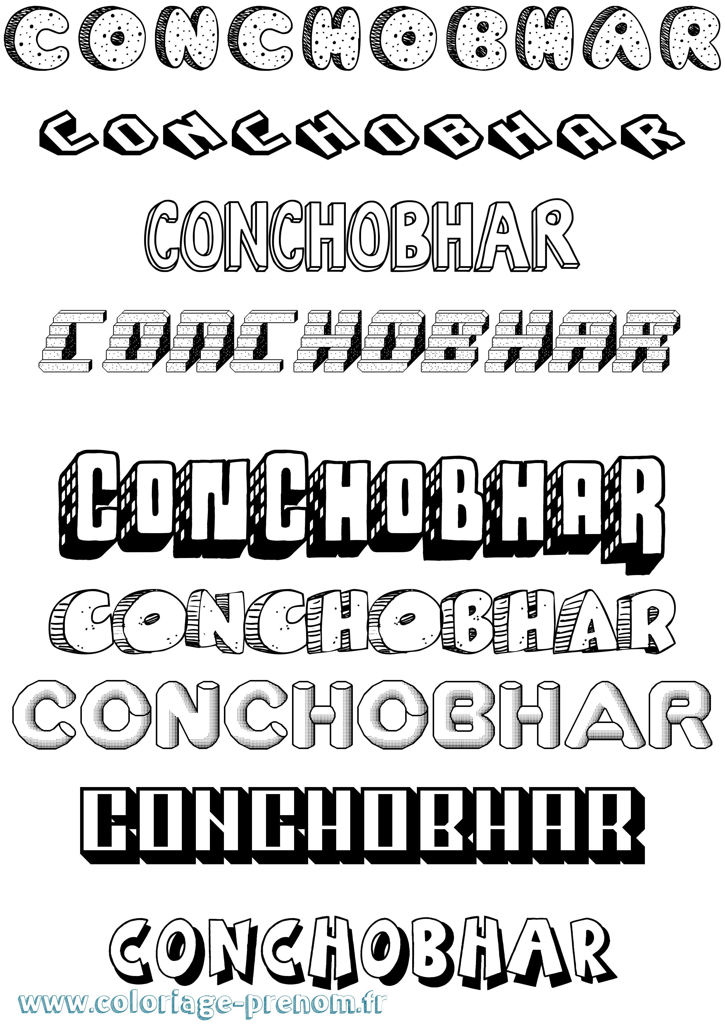 Coloriage prénom Conchobhar Effet 3D