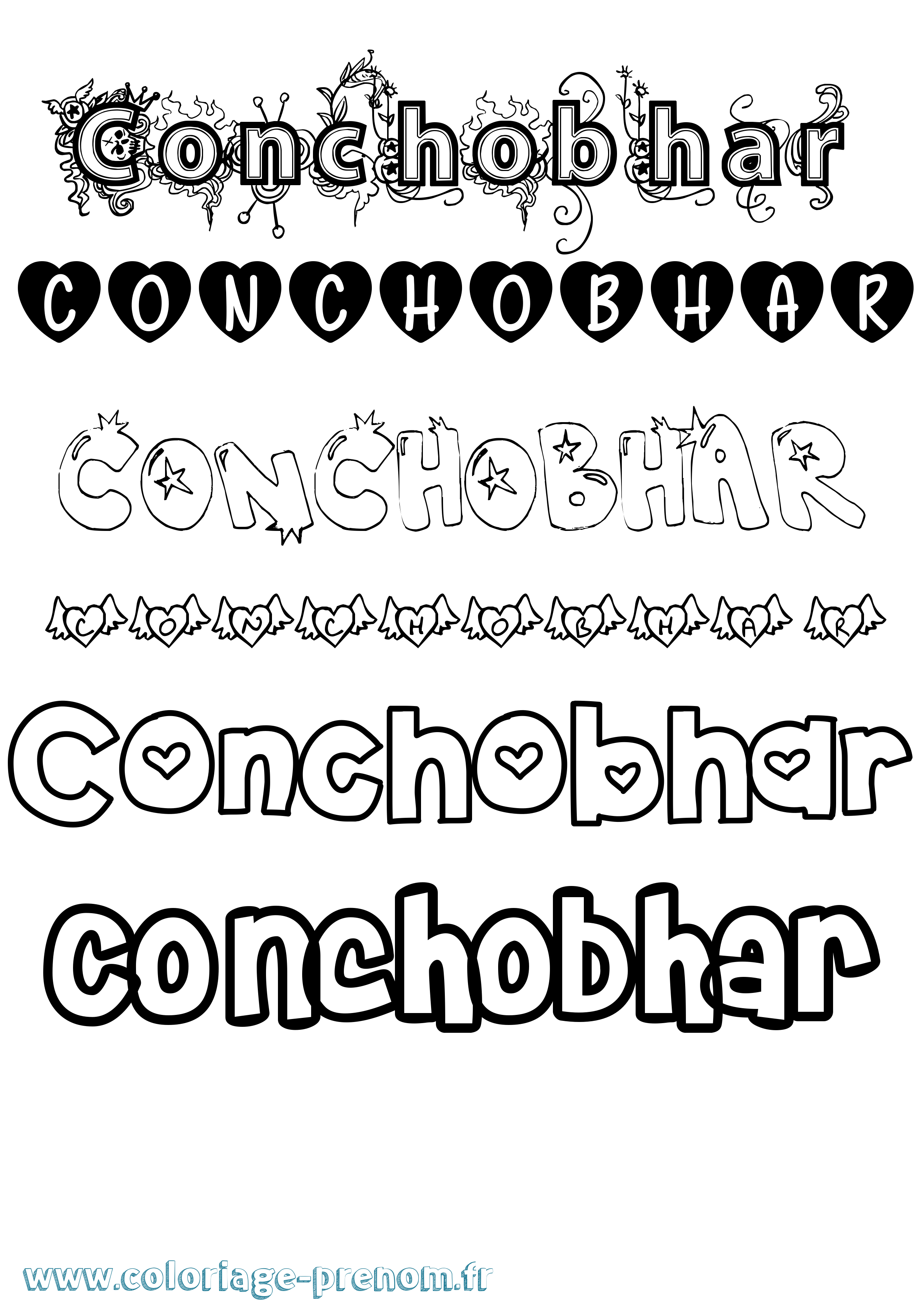Coloriage prénom Conchobhar Girly