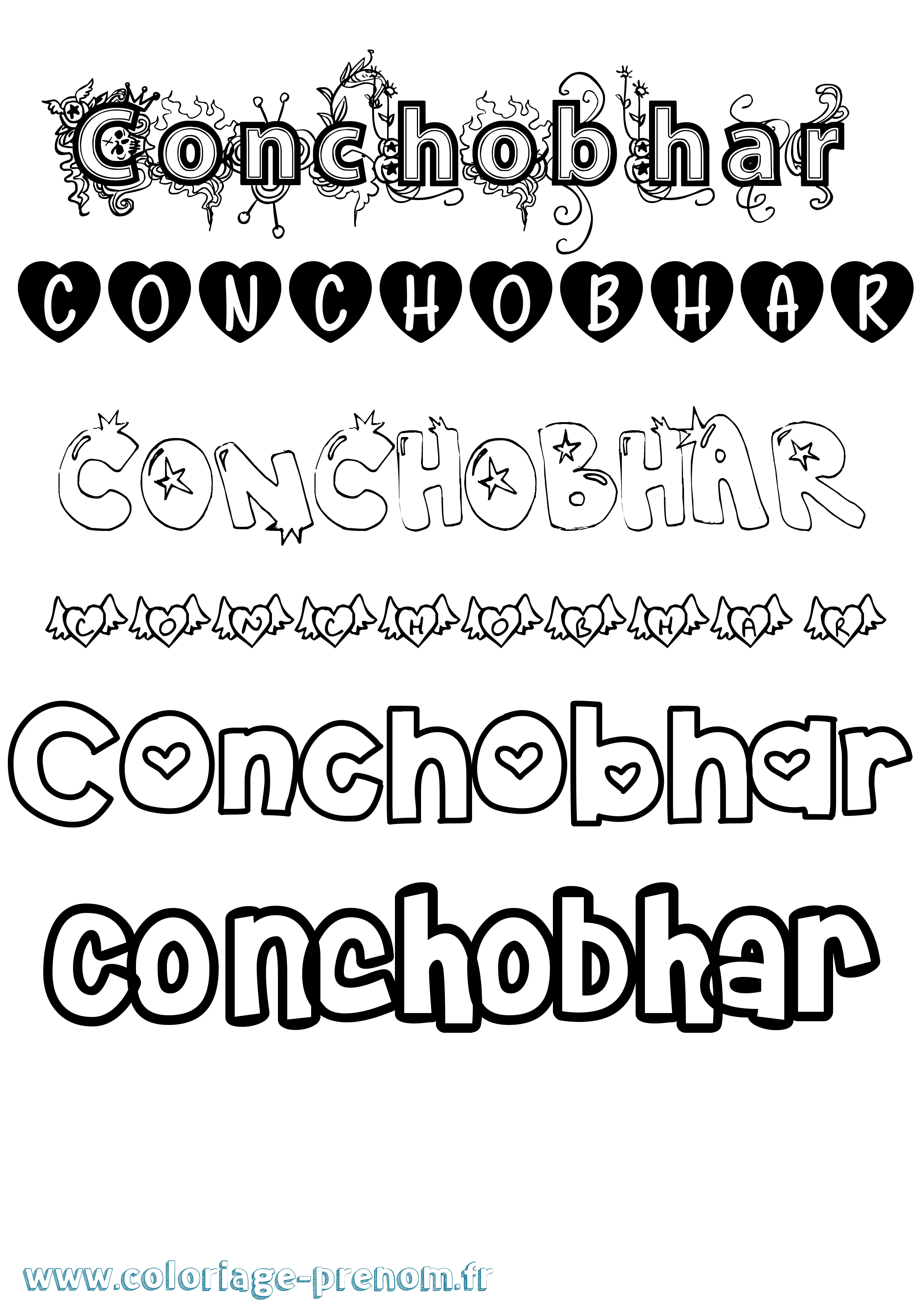 Coloriage Conchobhar Girly Coloriage prénom Conchobhar Girly