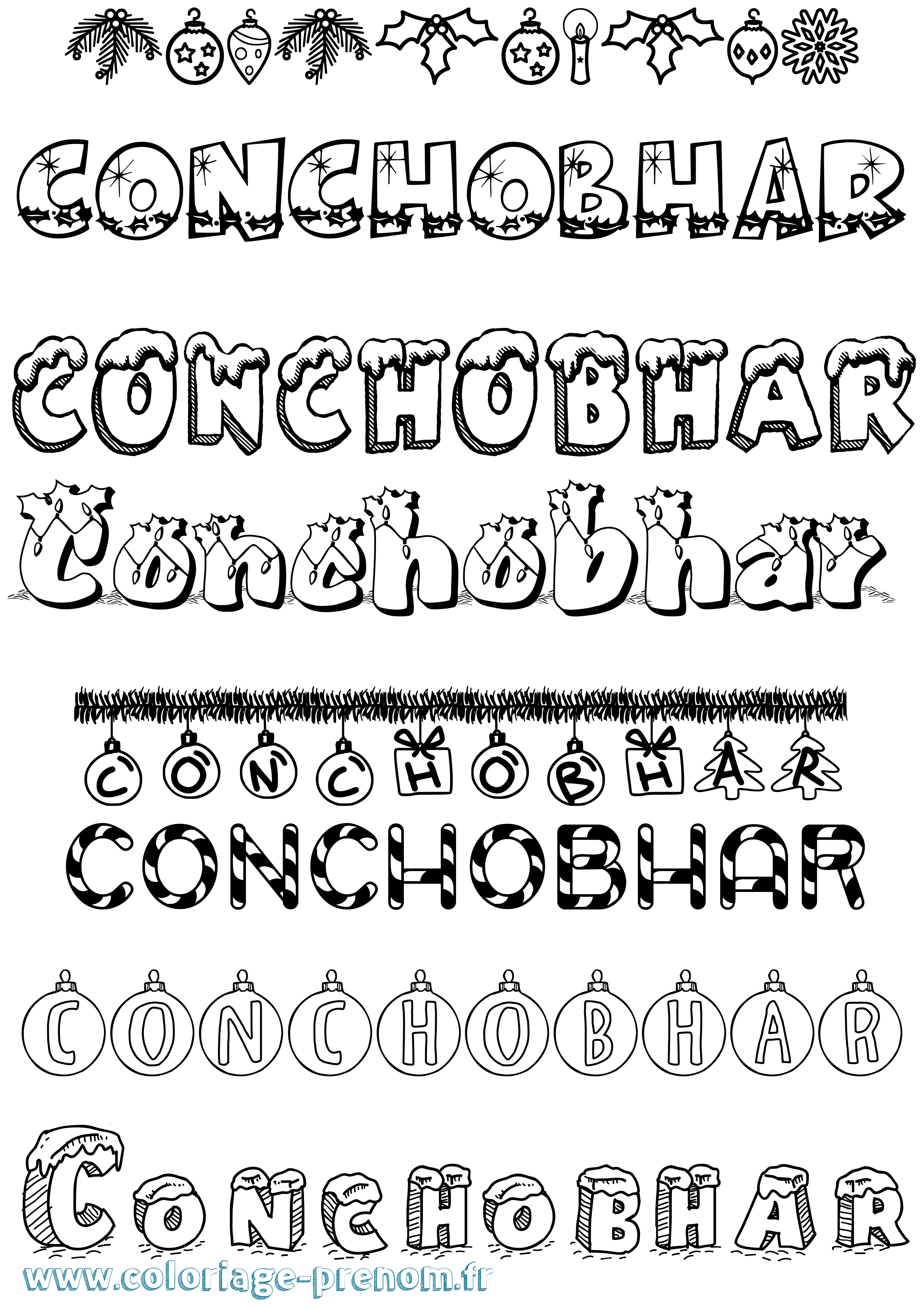 Coloriage Conchobhar Noël Coloriage prénom Conchobhar Noël