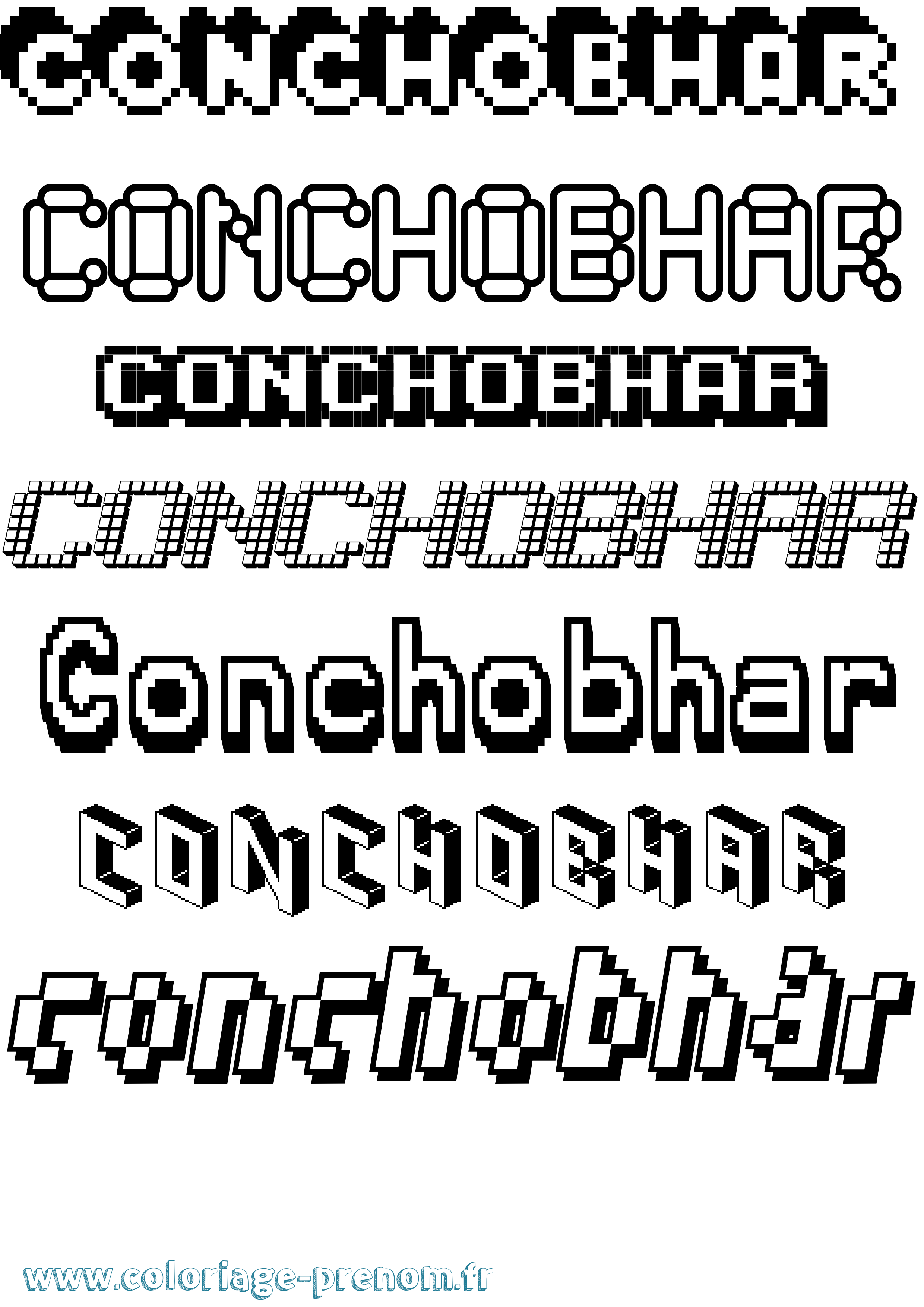 Coloriage prénom Conchobhar Pixel