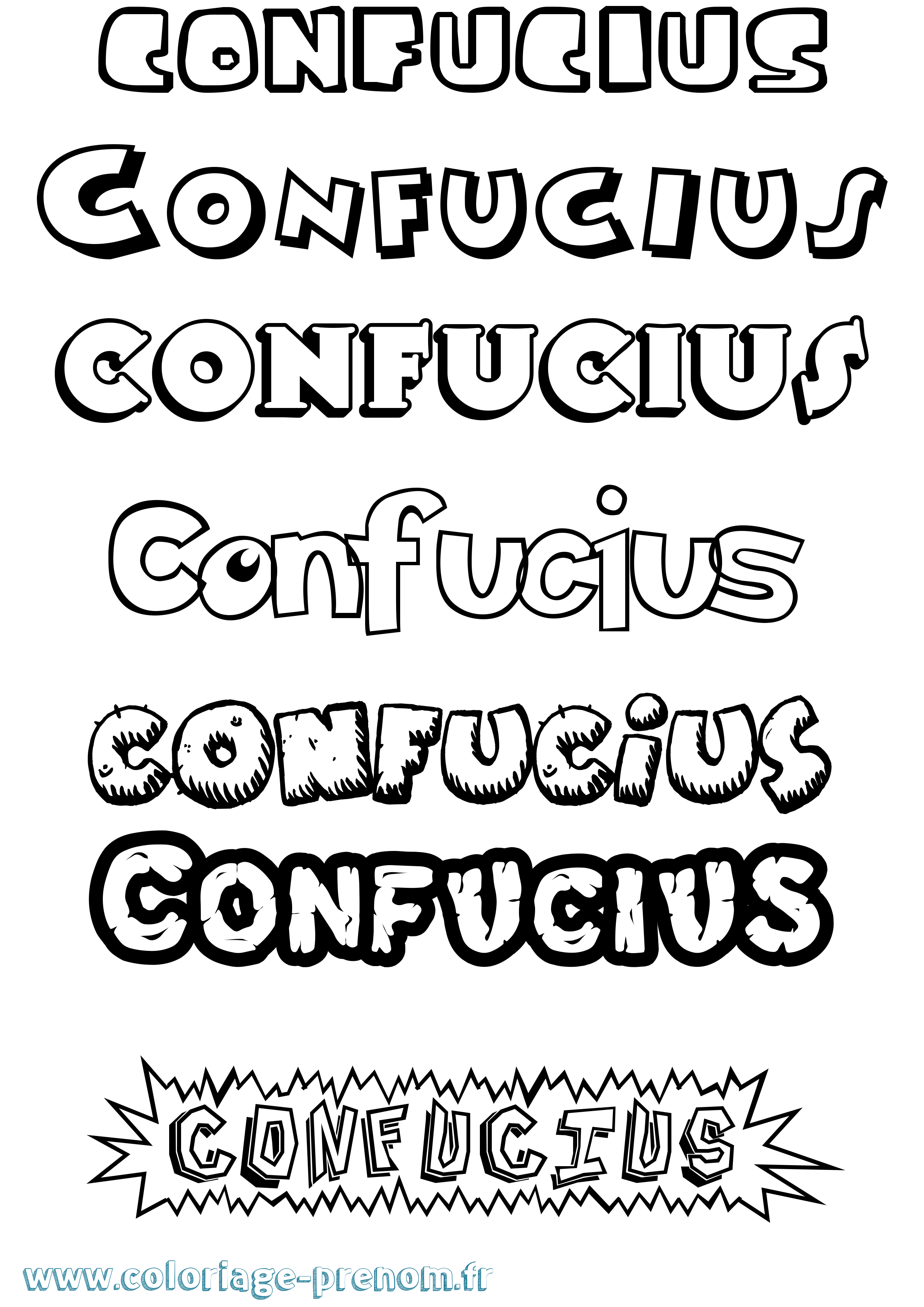 Coloriage Confucius Dessin Animé Coloriage prénom Confucius Dessin Animé